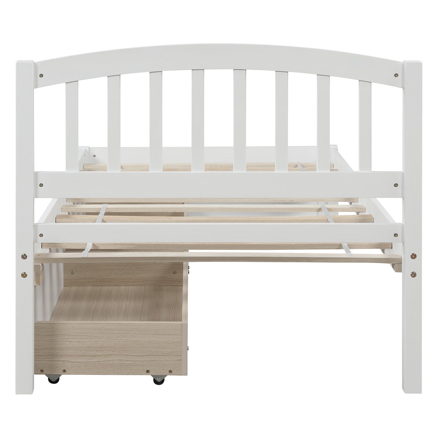 Twin Platform Storage Bed Wood Bed Frame with Two Drawers and Headboard, White (Previous SKU: SF000062KAA)