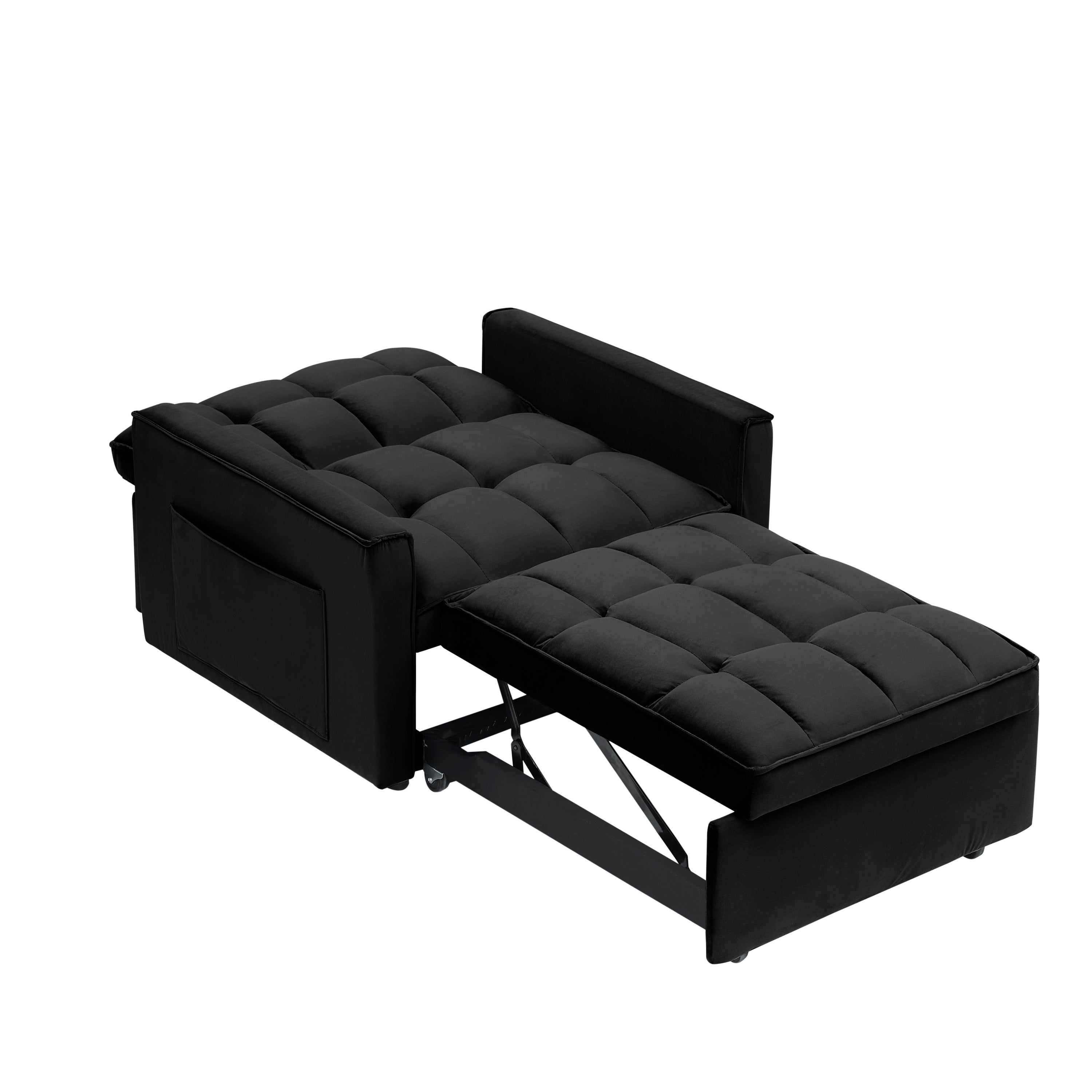 Sofa bed chair 3 in 1 convertible, recliner, single recliner, suitable for small Spaces with adjustable back black