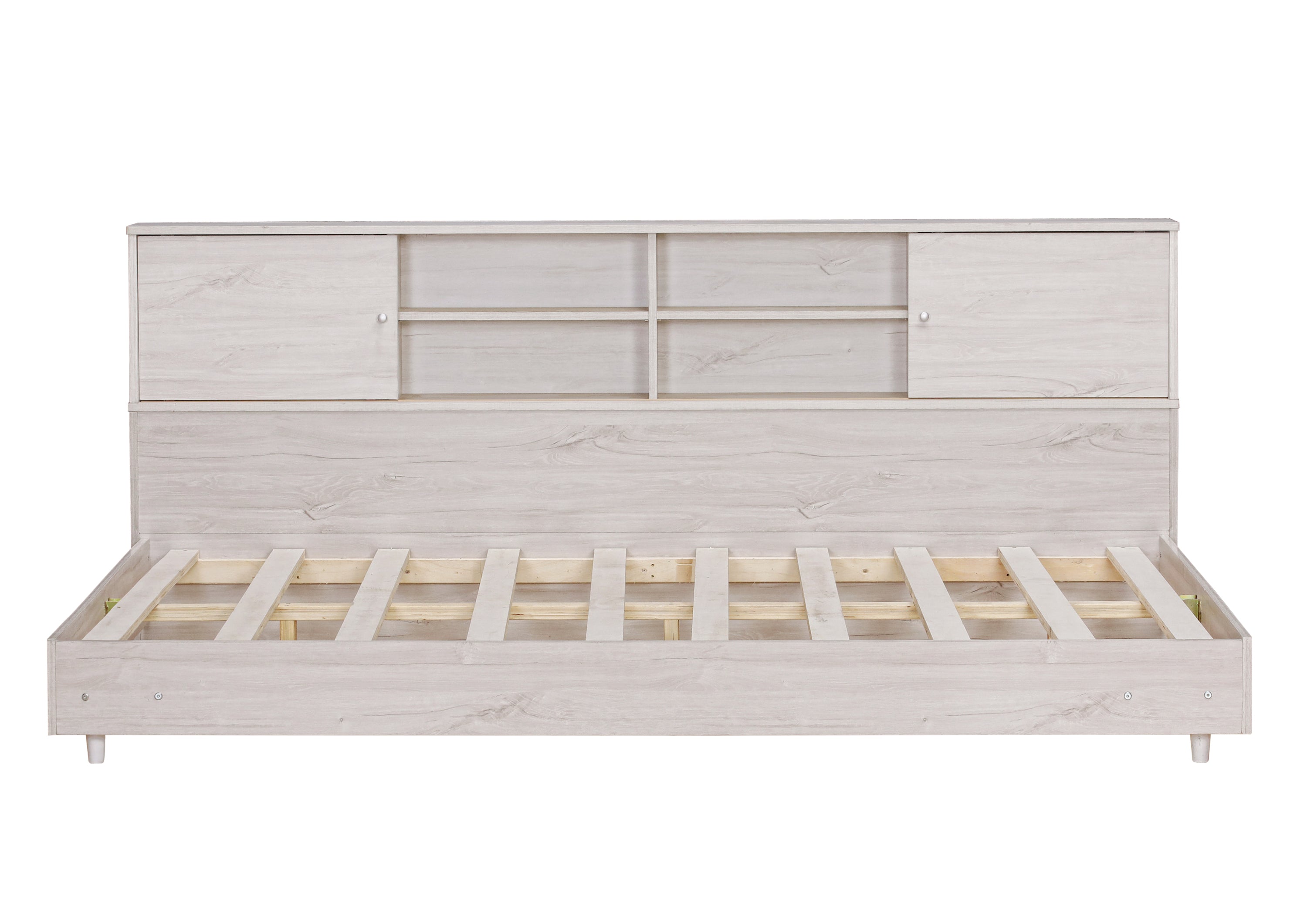 Full Size Daybed Frame with Storage Bookcases,White Oak