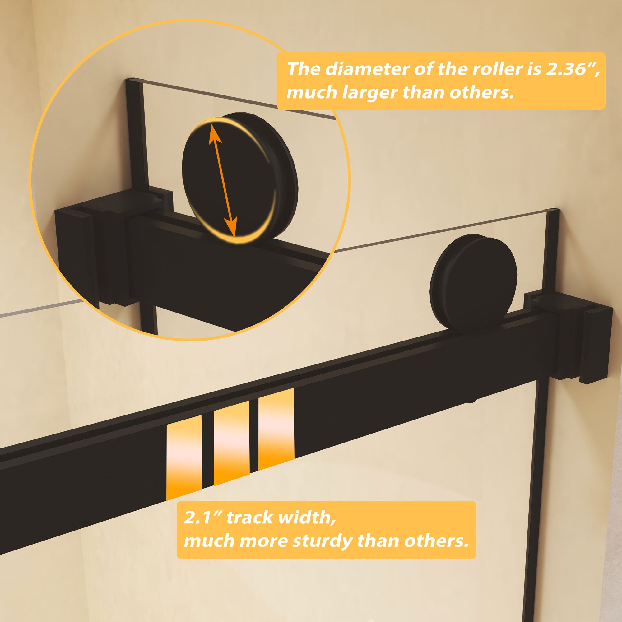 44-48 x 74 in Frameless Double Sliding Shower Door - 44-48 x 74 in / Matte Black view 5