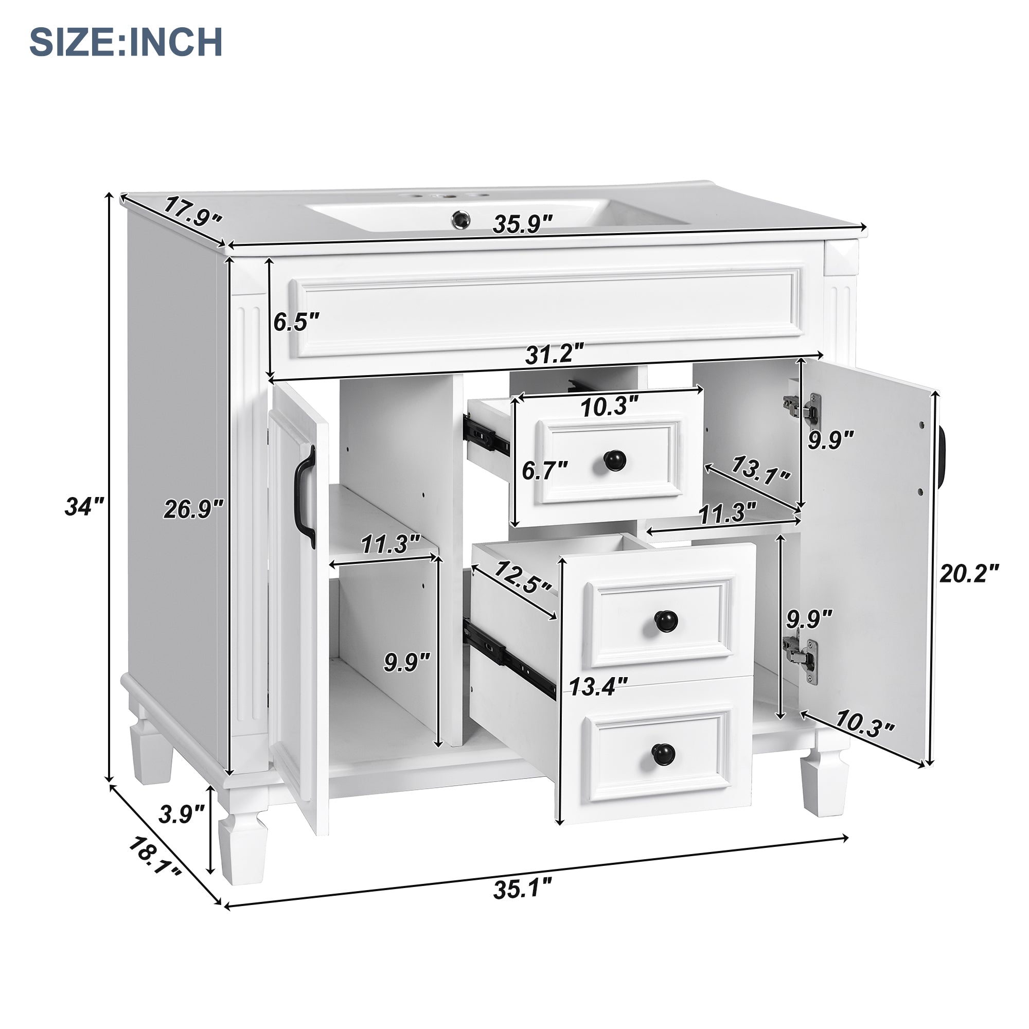 36 in. Modern Single-Sink Bathroom Vanity with Top Sink — supplier product image 3