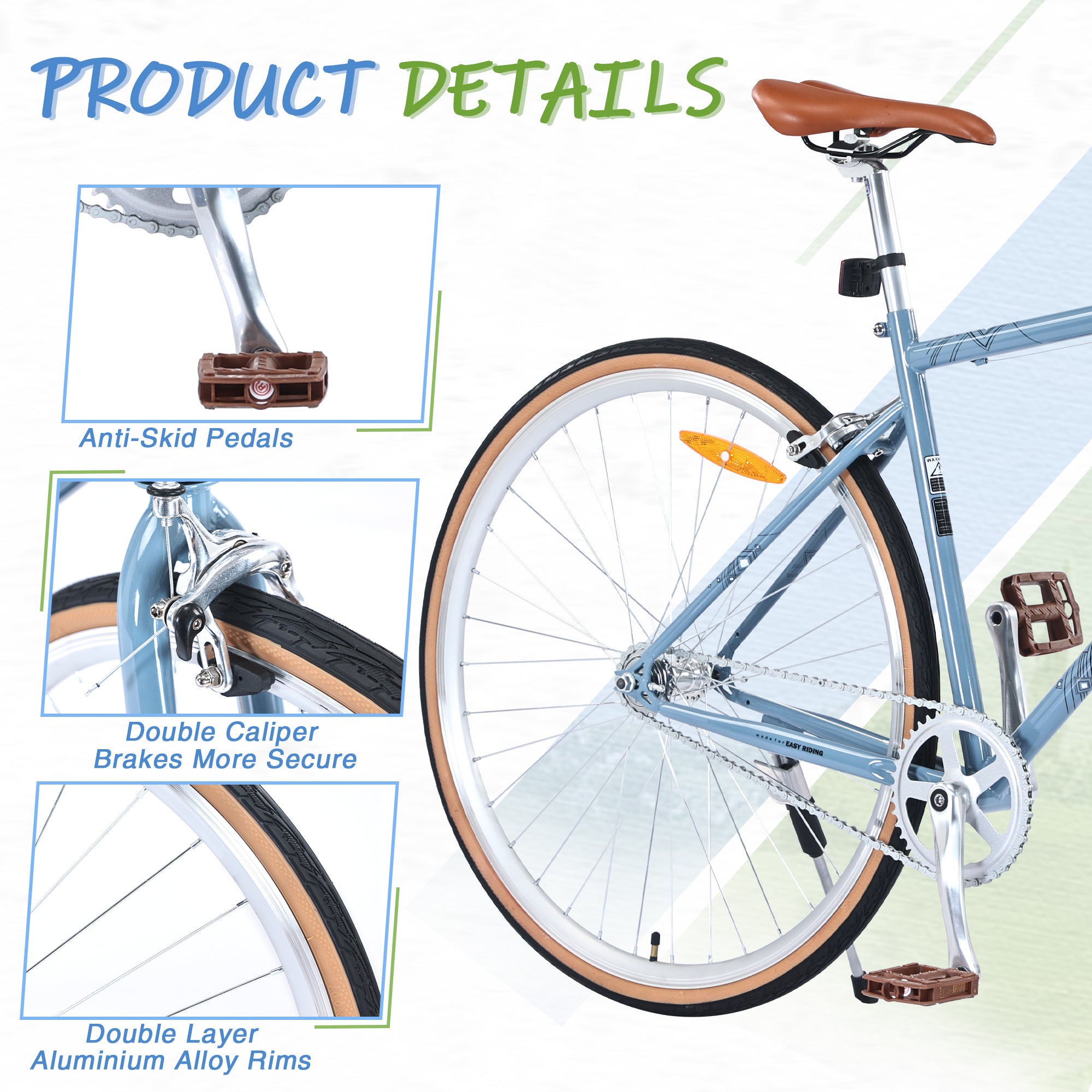 Single Speed Retro style 700C Road Bike For men women's City Bicycle,Steel Frame