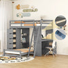 Twin over Twin Bunk Bed with LED Light and USB Ports, Gray