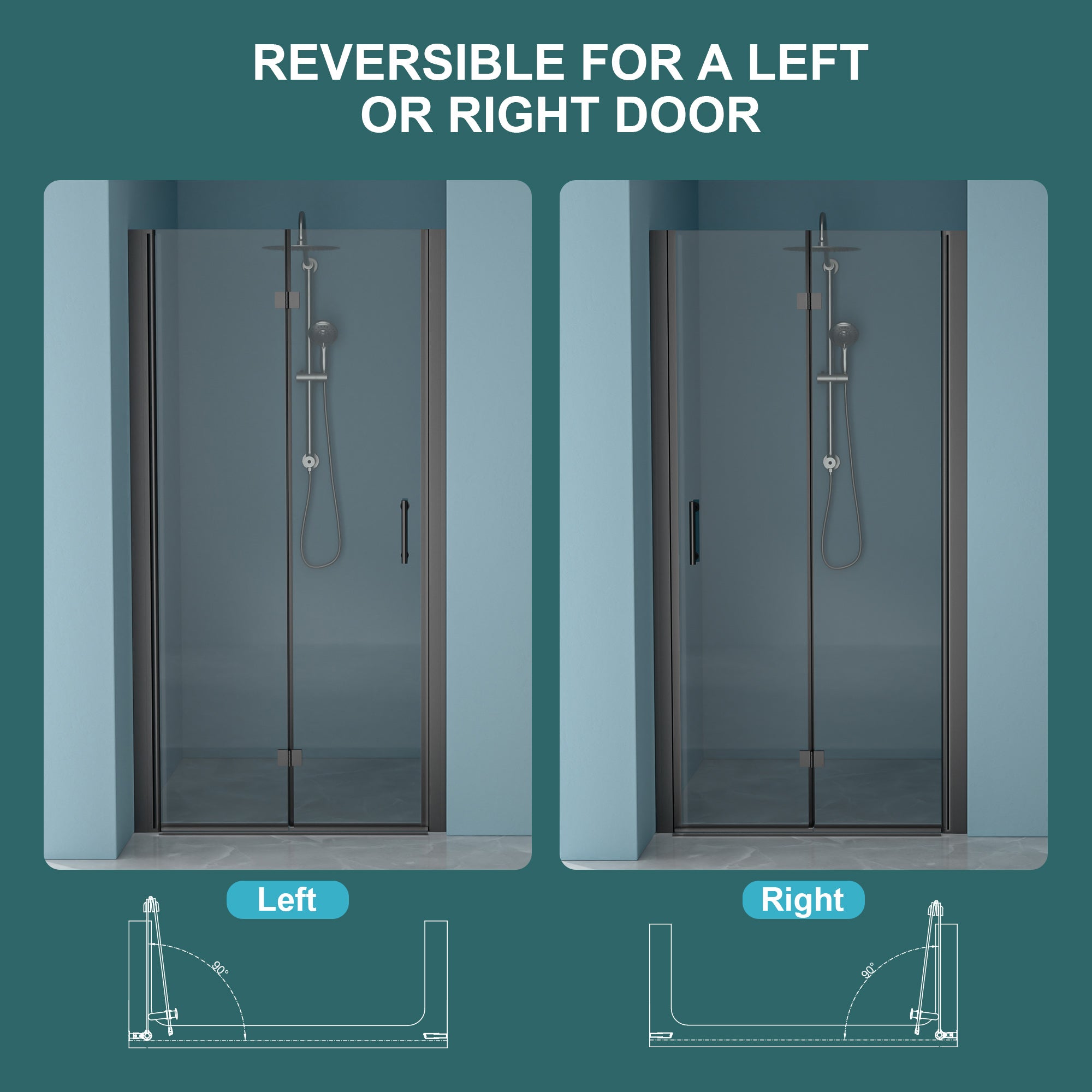 Fold shower door dimensions detail