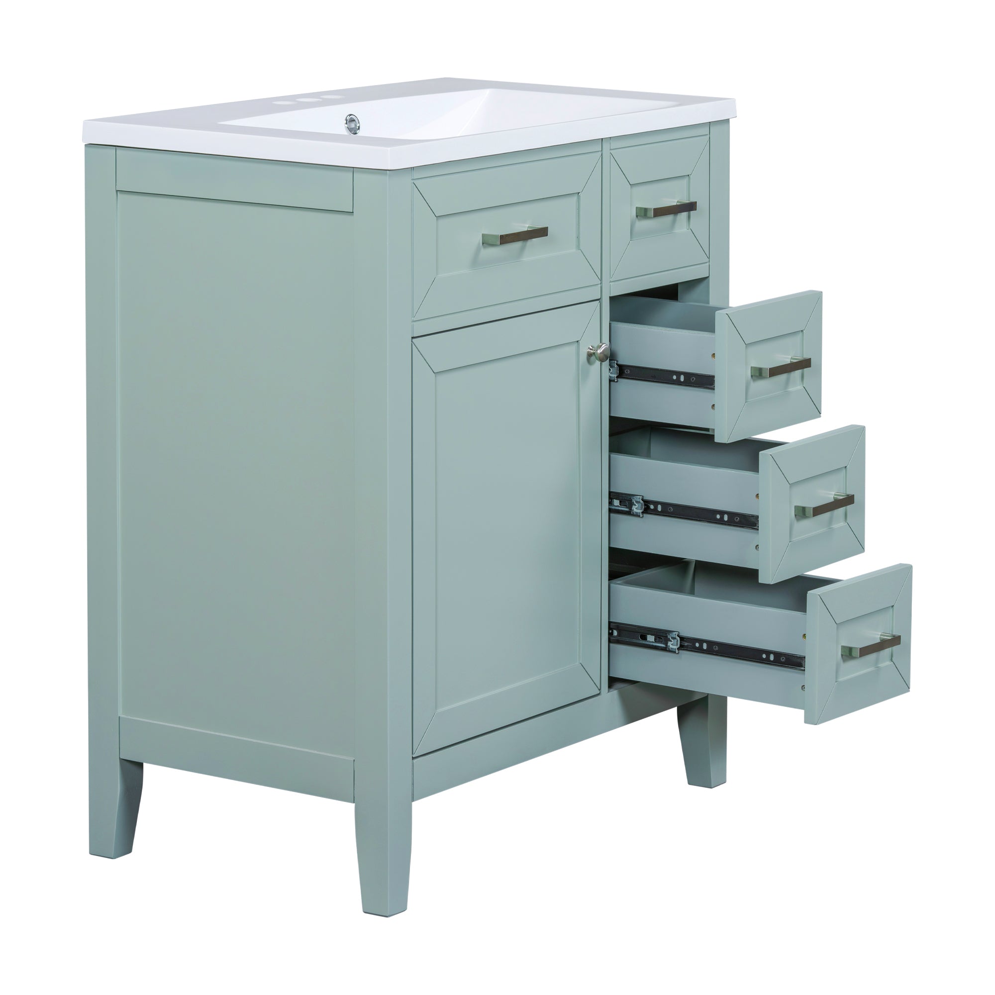 30" Bathroom Vanity with Sink Combo, Green Bathroom Cabinet with Drawers, Solid Frame and MDF Board (Old Sku:N725S999222F)