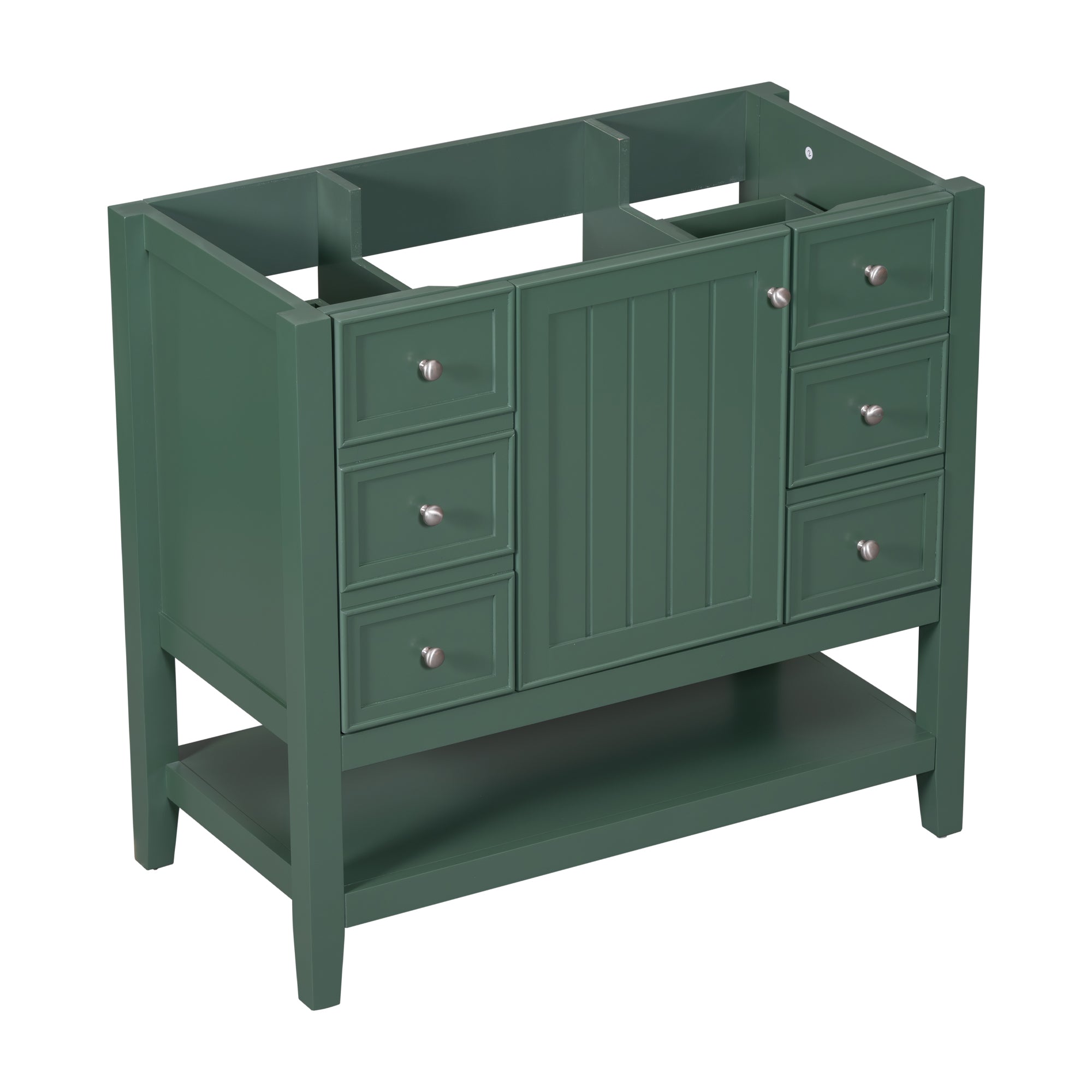 36" Bathroom Vanity without Sink, Cabinet Base Only, One Cabinet and three Drawers, Green