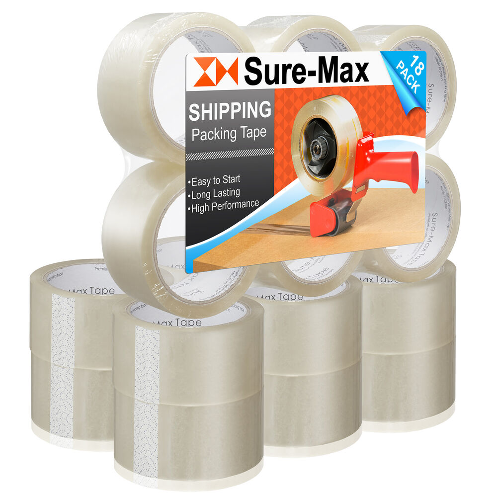 18 Rolls Carton Sealing Clear Packing Tape Box Shipping - 2 mil 2" x 55 Yards