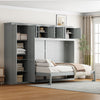 Queen Size Murphy Bed Wall Bed with Cabinets,Gray