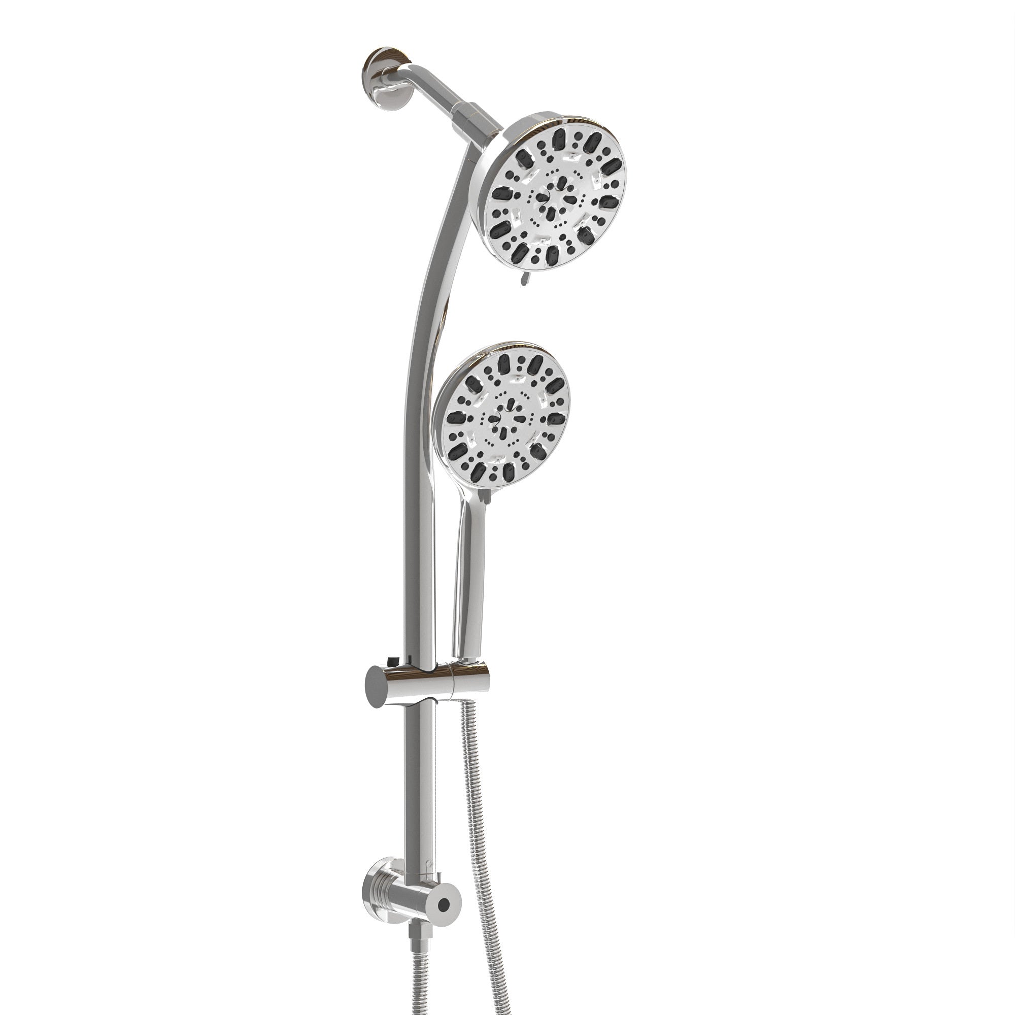 Multi Function Dual Shower Head - Shower System with 4.7" Rain Showerhead, 7-Function Hand Shower, Adjustable Slide Bar,Chrome