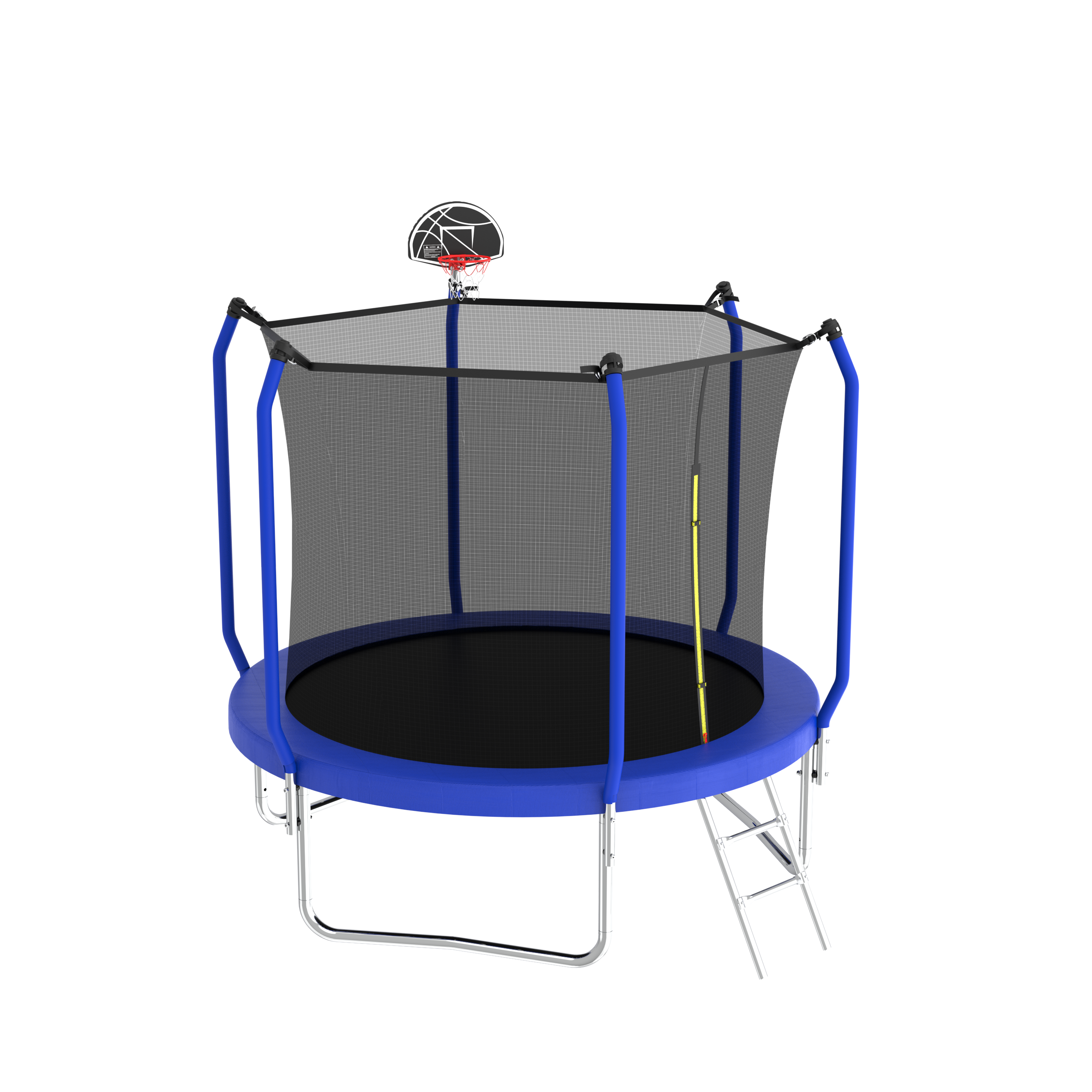 8FT Trampoline with Basketball Hoop,  ASTM Approved Reinforced Type Outdoor Trampoline with Enclosure Net