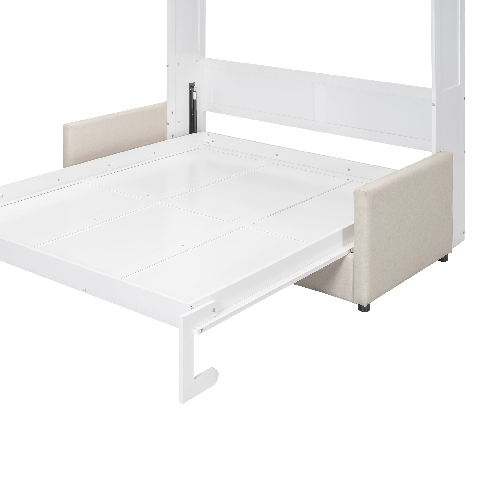 Queen Size Murphy Bed Wall Bed with Cushion, White