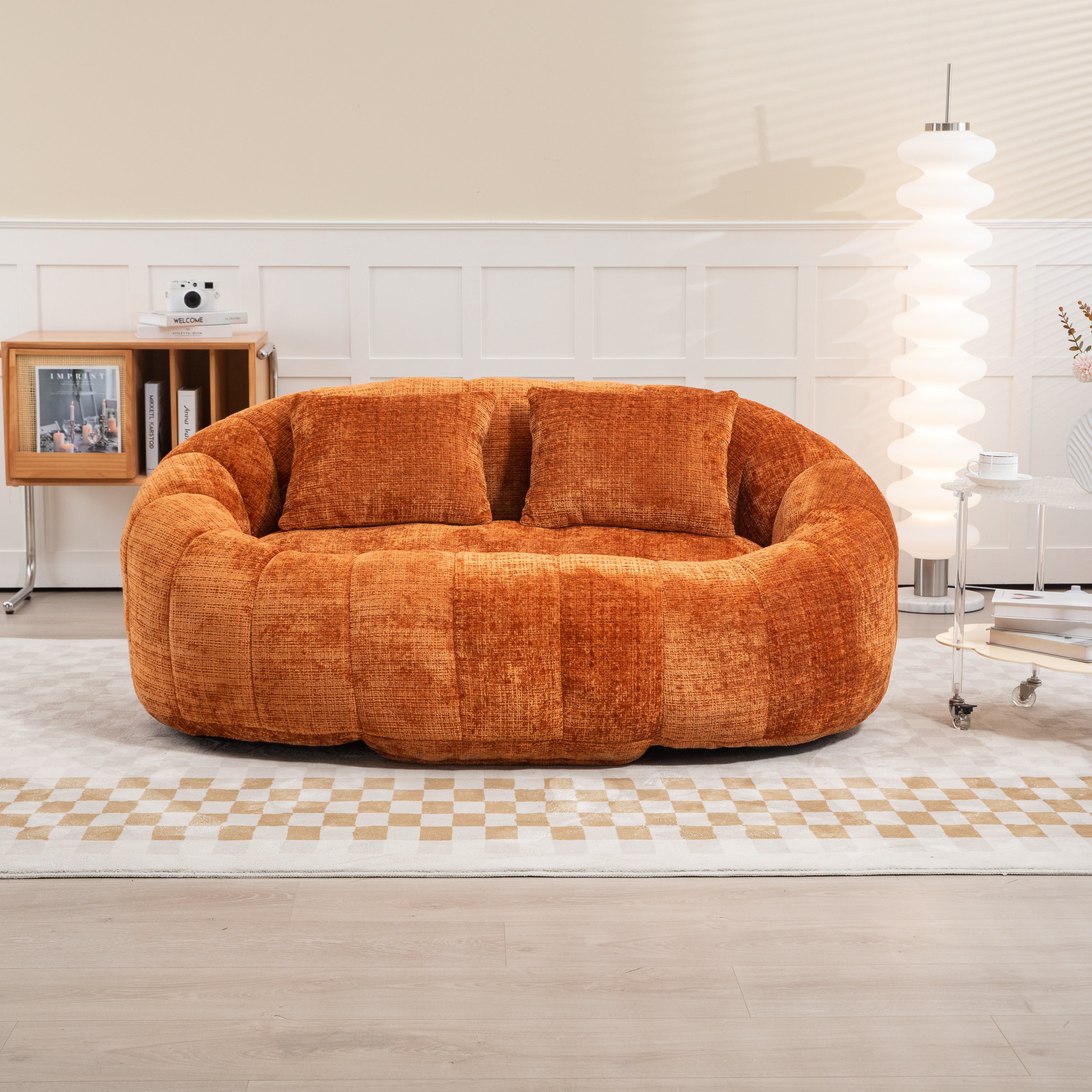 COOLMORE Bean Bag sofa Lazy Sofa Durable Comfort Lounger High Back Bean Bag Chair Couch for Adults and Kids, Indoor & Outdoor, Accent Floor Soft Lounge Chair  (Orange chenille)