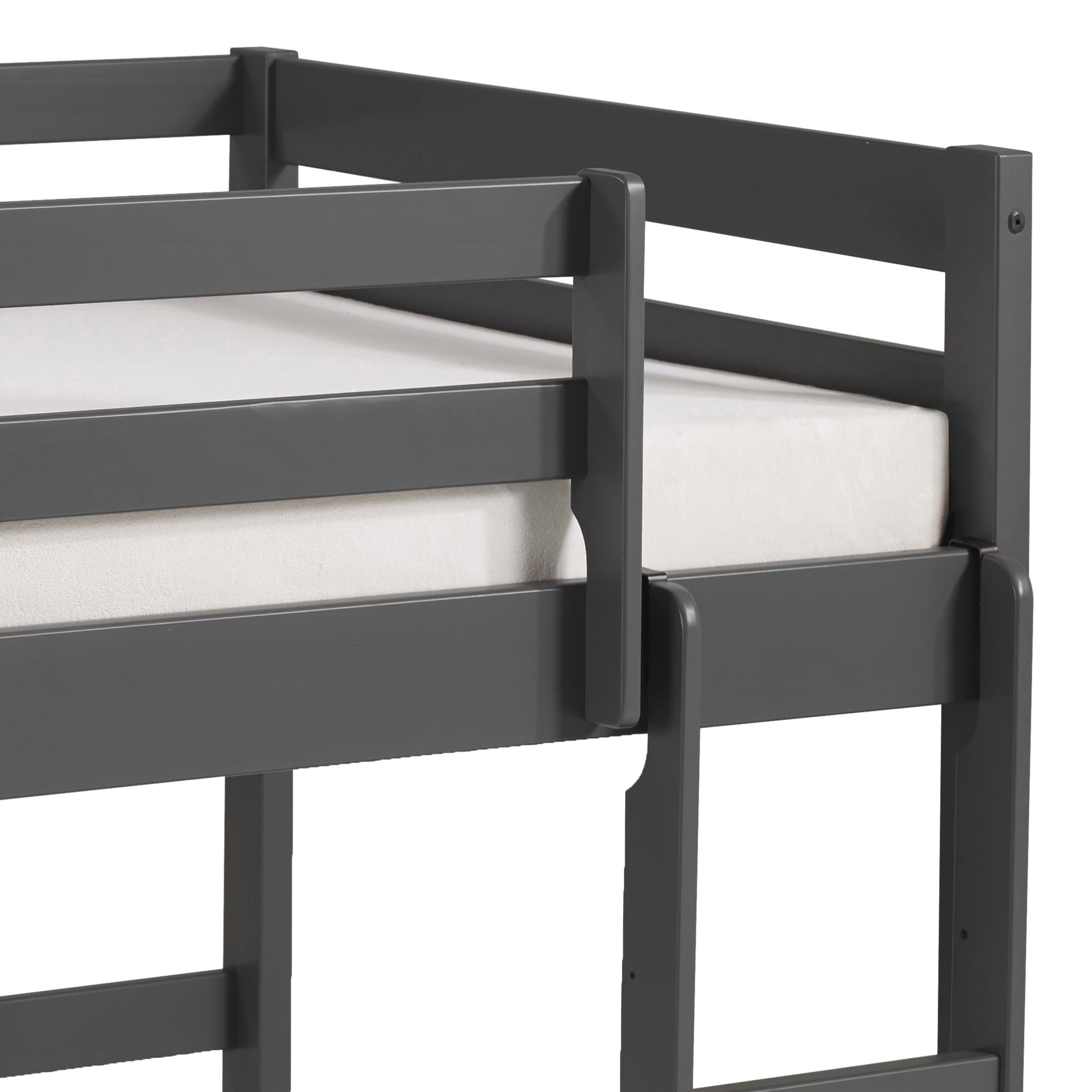 Grey Twin Loft Bed with Reversible Ladder