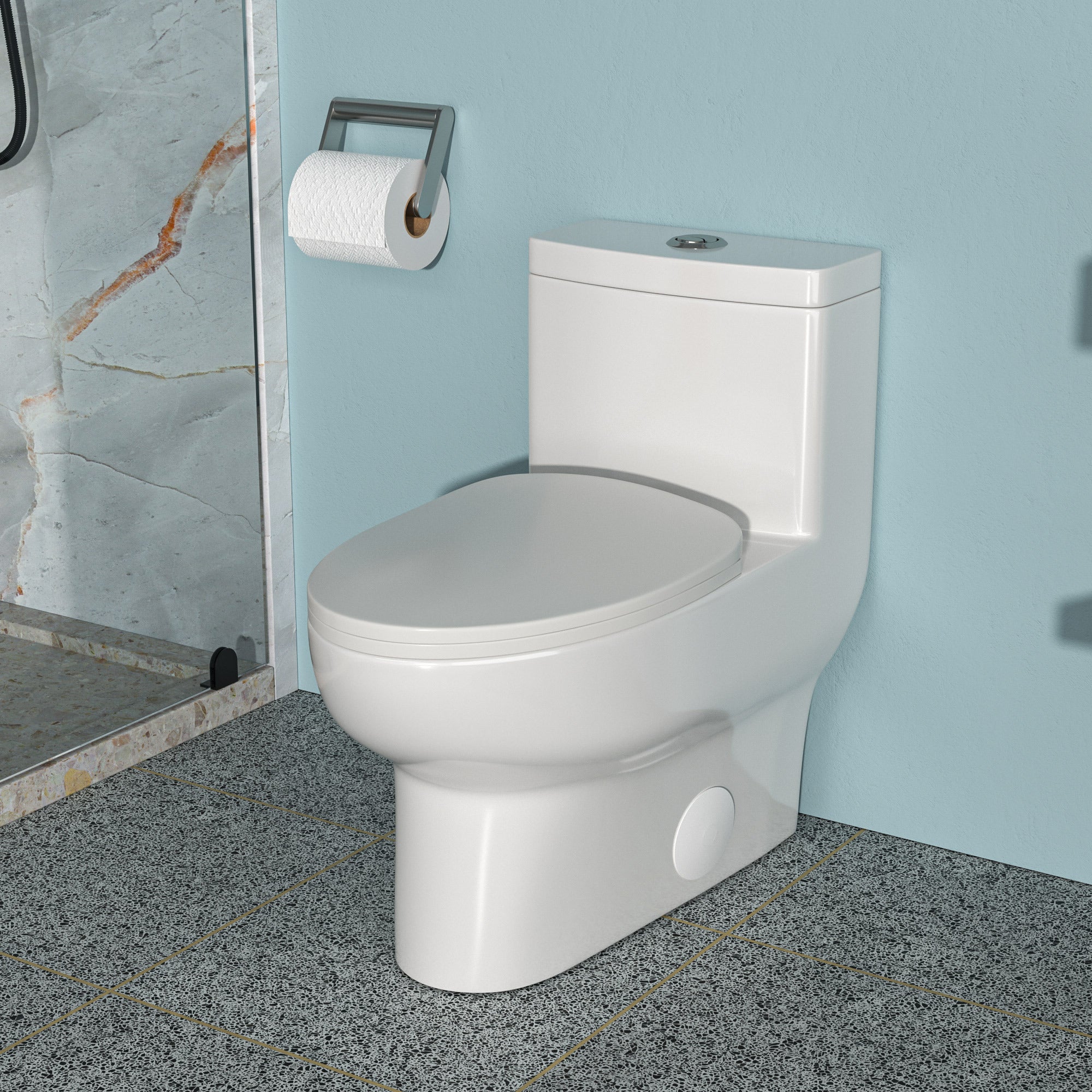 Ceramic One Piece Toilet,Dual Flush with Soft Clsoing Seat