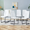 Modern dining chairs with faux leather upholstered seats - dining room chairs with metal legs, suitable for kitchen, living room, bedroom, dining room side chairs, set of 6 pieces (white+PU leather)