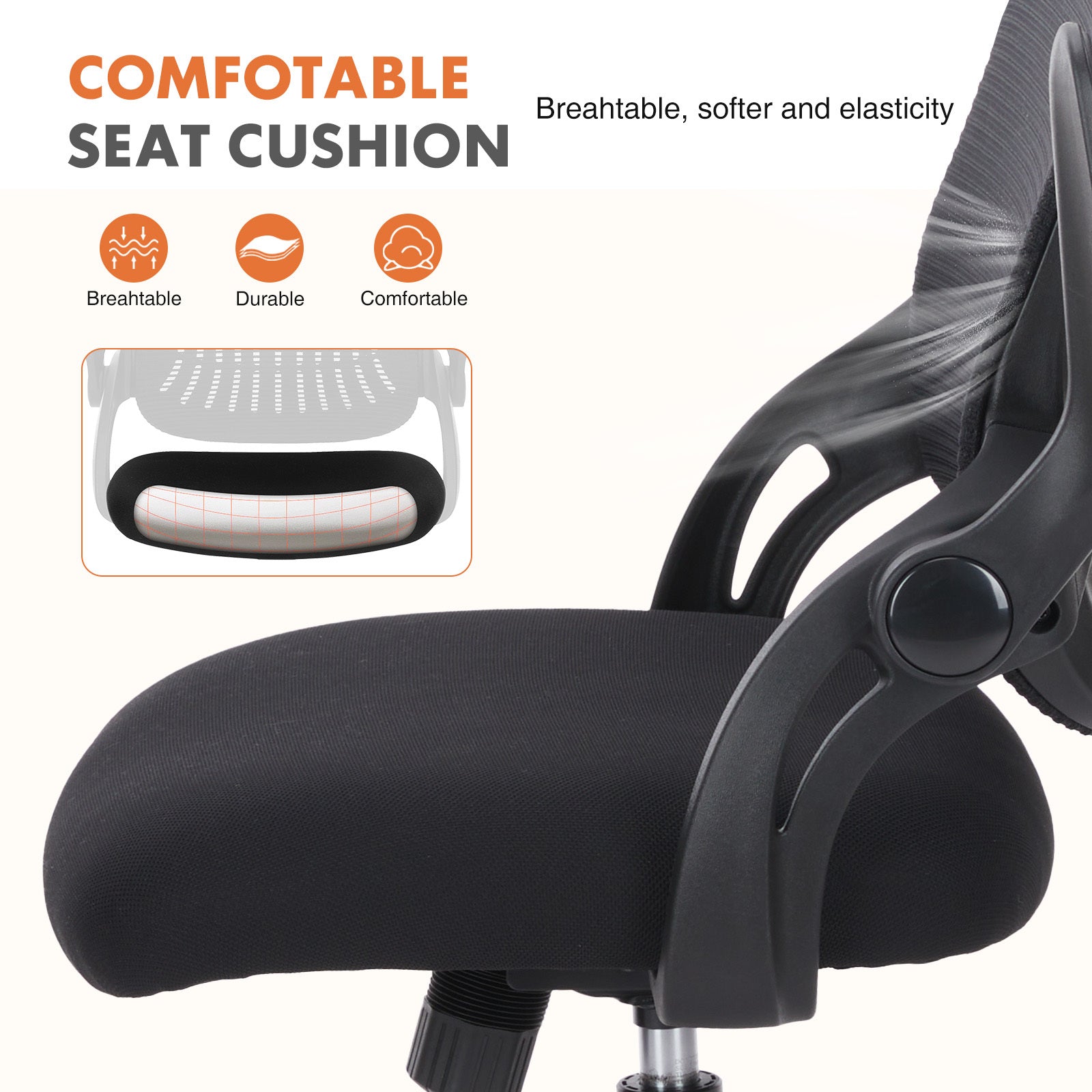 Sweetcrispy Office Mid Back Ergonomic Mesh Computer Desk Larger Seat Executive Height Adjustable Swivel Task Chair with Lumbar Support