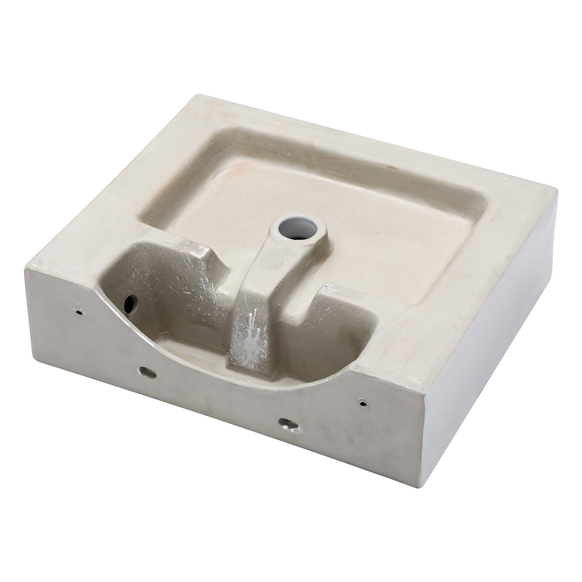 21"x16" White Ceramic Rectangular Wall Mounted Bathroom Sink with Faucet Hole and Overflow