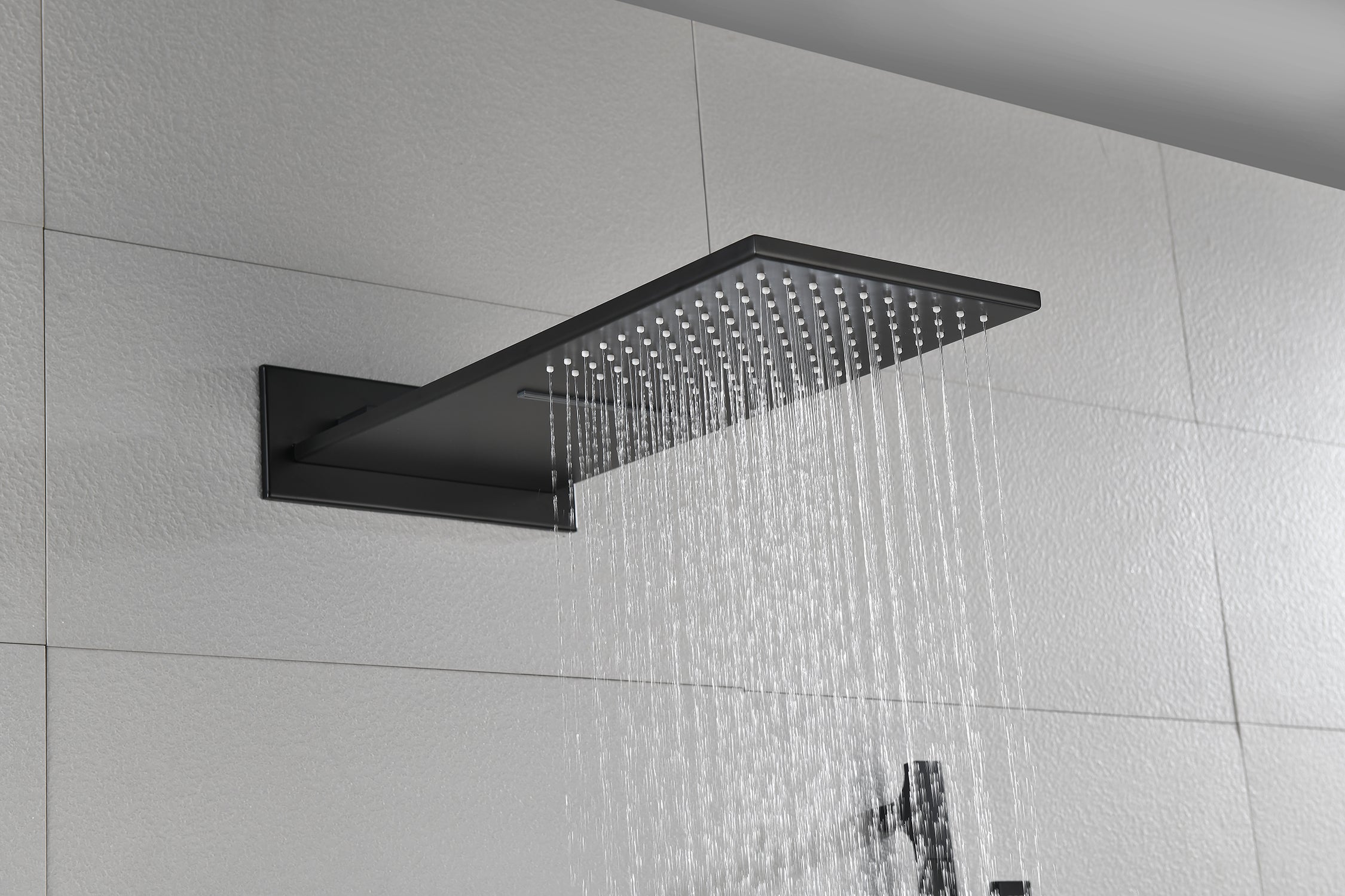 Shower System Square Bathroom Luxury Rain Mixer Shower Combo Set Pressure Balanced Shower System with Shower Head, Hand Shower, Slide Bar, Shower Arm, Hose, and Valve Trim