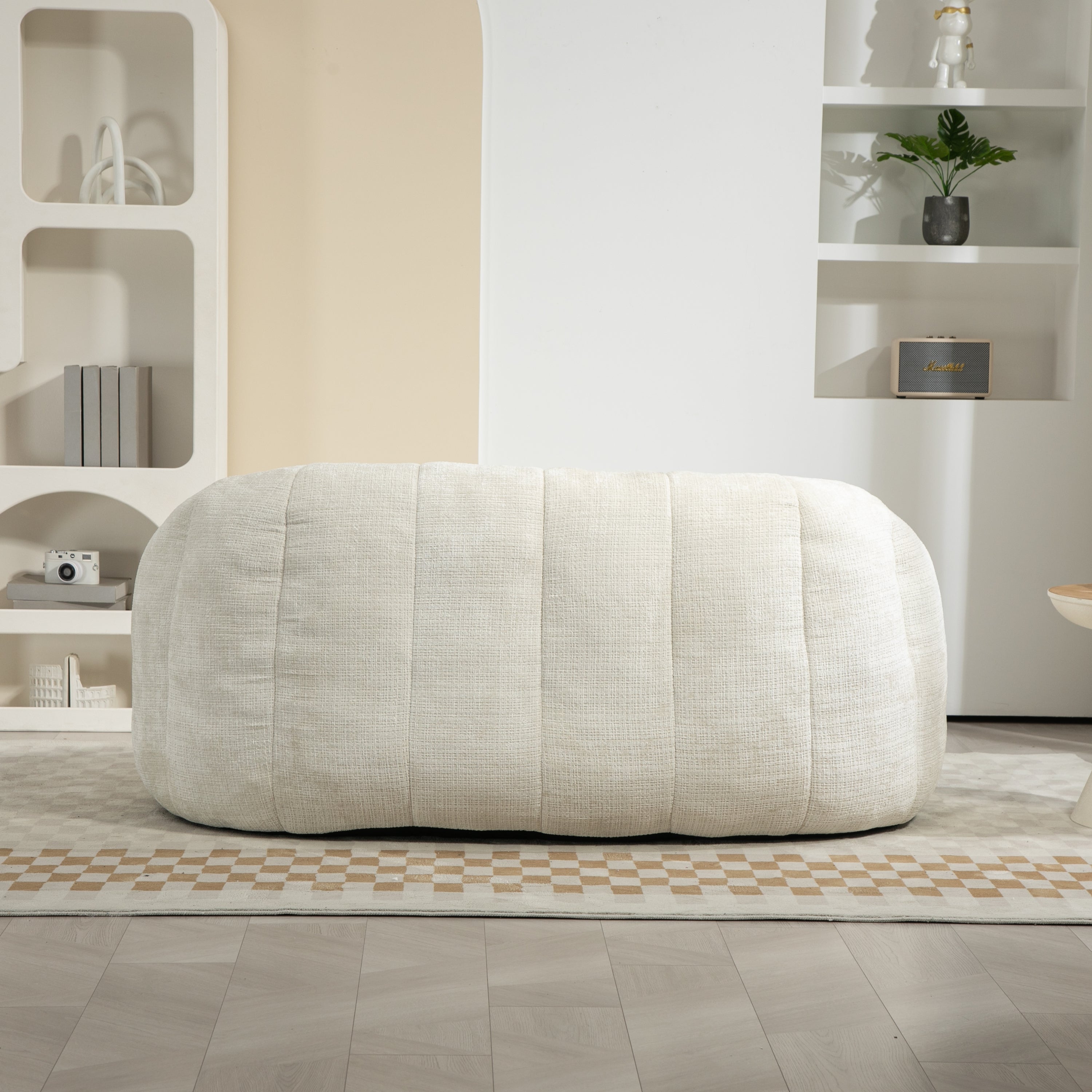 COOLMORE Bean Bag sofa Lazy Sofa Durable Comfort Lounger High Back Bean Bag Chair Couch for Adults and Kids, Indoor & Outdoor, Accent Floor Soft Lounge Chair (White chenille)