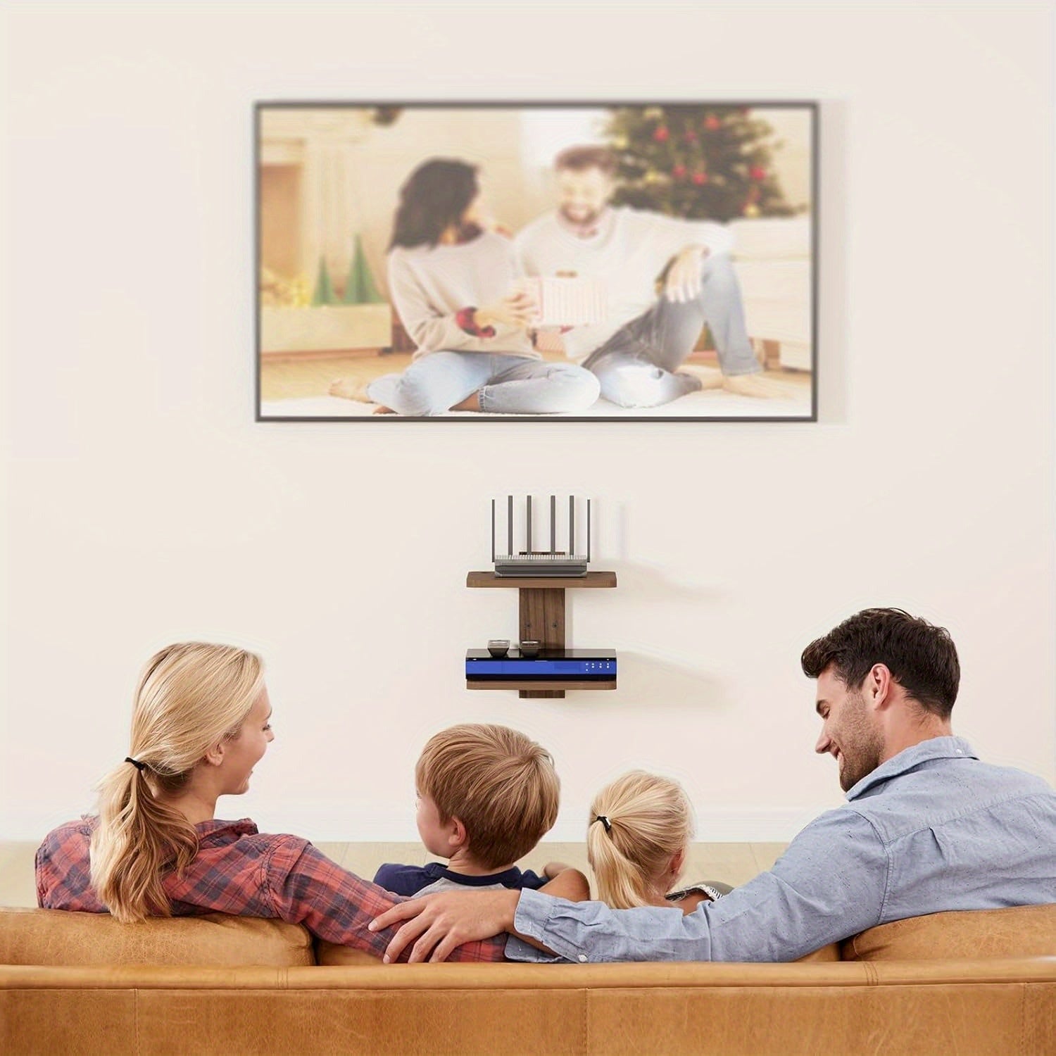 Floating TV Shelf – Wall-Mounted Wooden Stand for Devices & Decor, 2 Tiers, 22lbs!