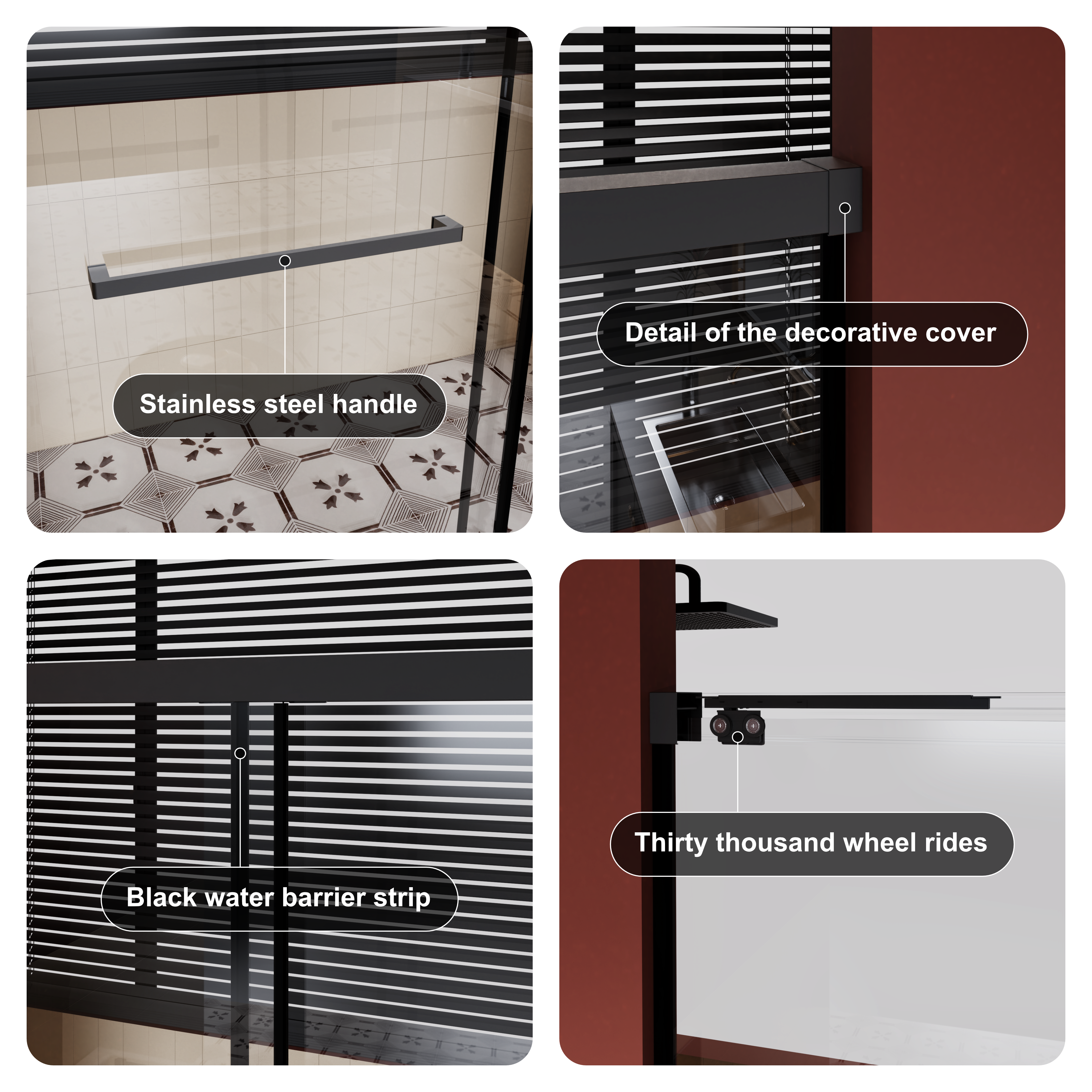 48-60 x 72 in Soft-Close Dual Sliding Shower Door - 48 x 72 in / Matte Black view 6