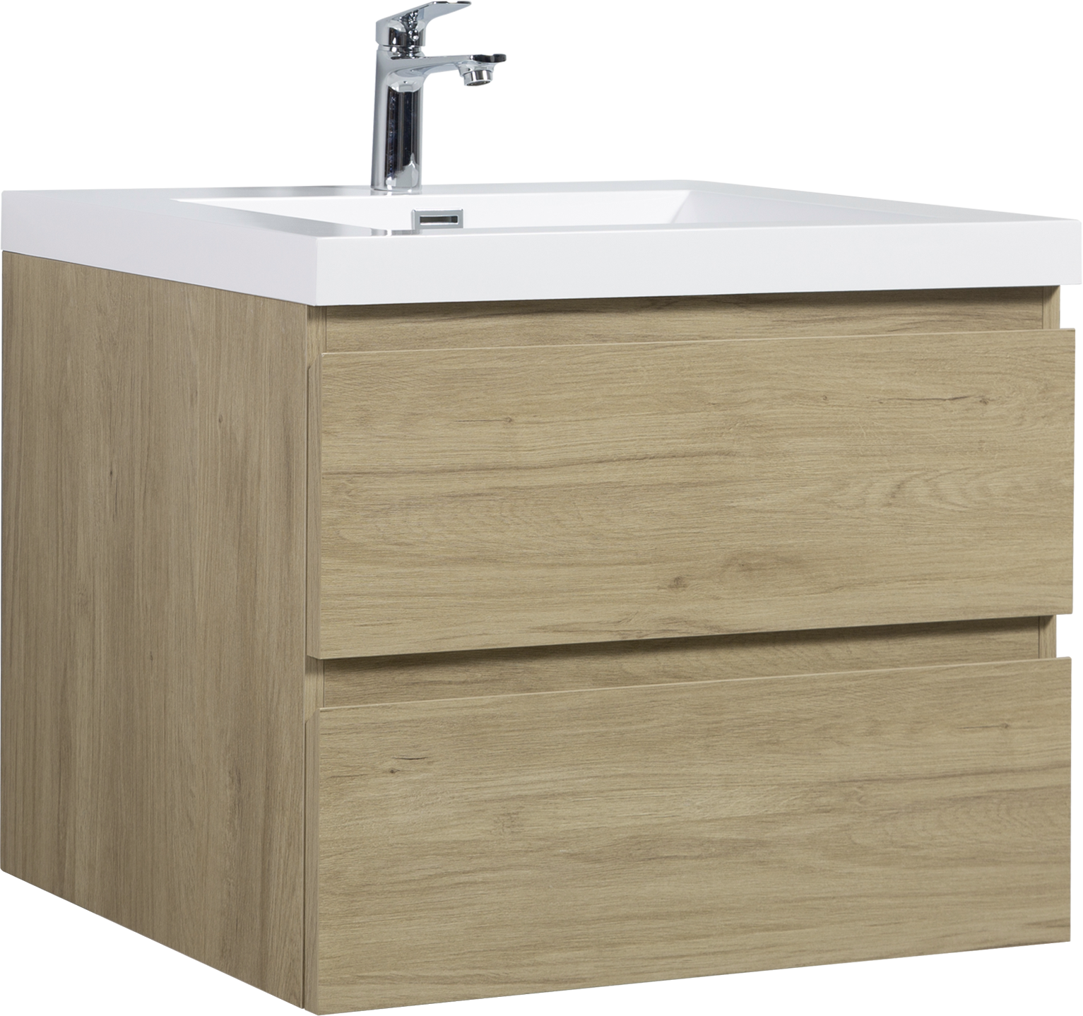 30" Floating Bathroom Vanity with Sink, Modern Wall-Mounted Bathroom Storage Vanity Cabinet with Resin Top Basin and Soft Close Drawers, Natural Oak 24V11-30NO