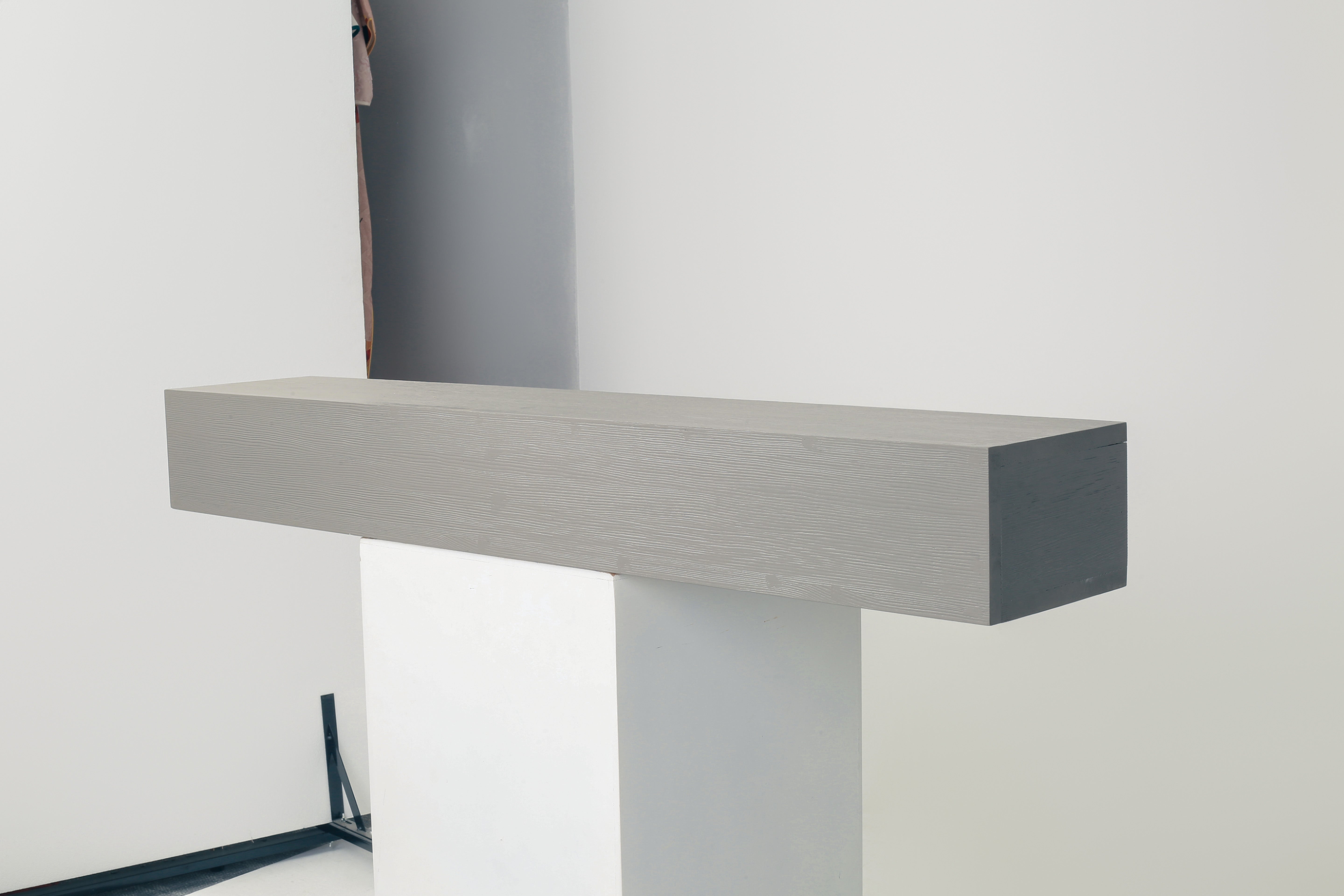 60 inch rustic wood floating shelf, side profile view