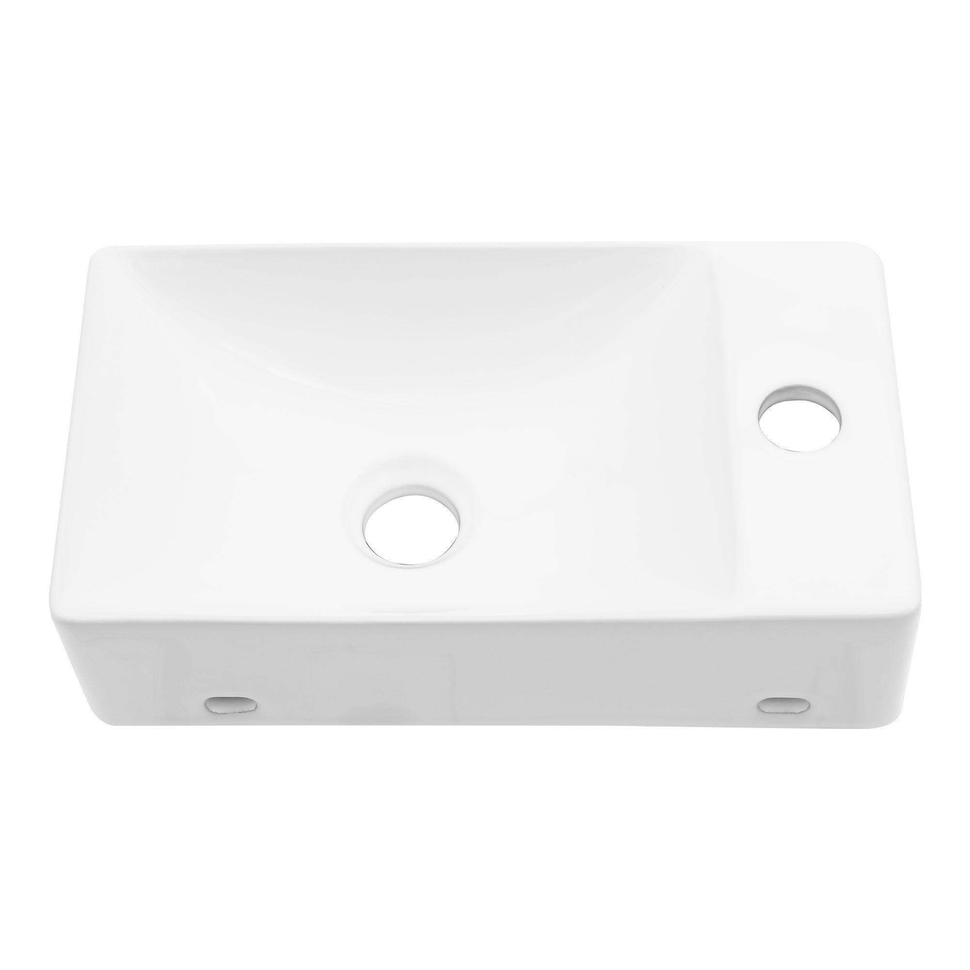 14.88x8.69 Inch White Ceramic Rectangle Wall Mount Bathroom Sink with Single Faucet Hole