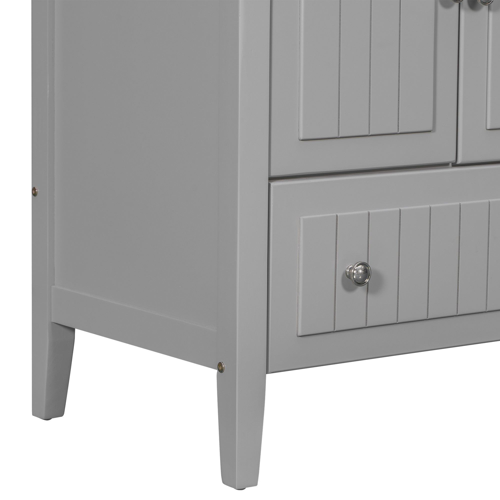 [VIDEO] 36" Bathroom Vanity with Ceramic Basin, Bathroom Storage Cabinet with Two Doors and Drawers, Solid Frame, Metal Handles, Grey (OLD SKU: JL000003AAE)