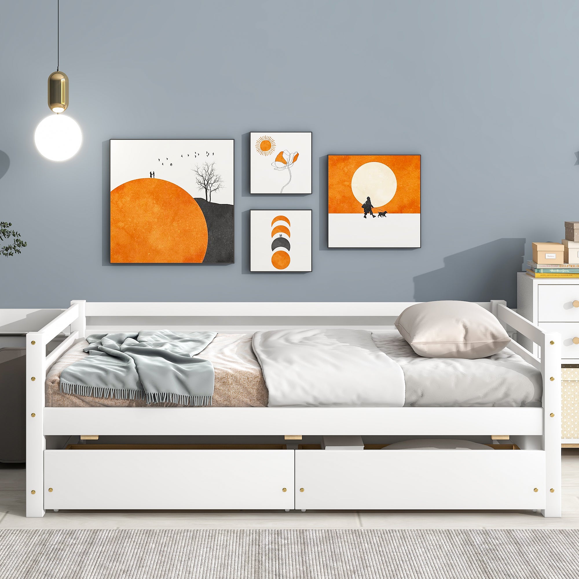 Daybed with two Storage Drawers ,White(New SKU:W504P148589)