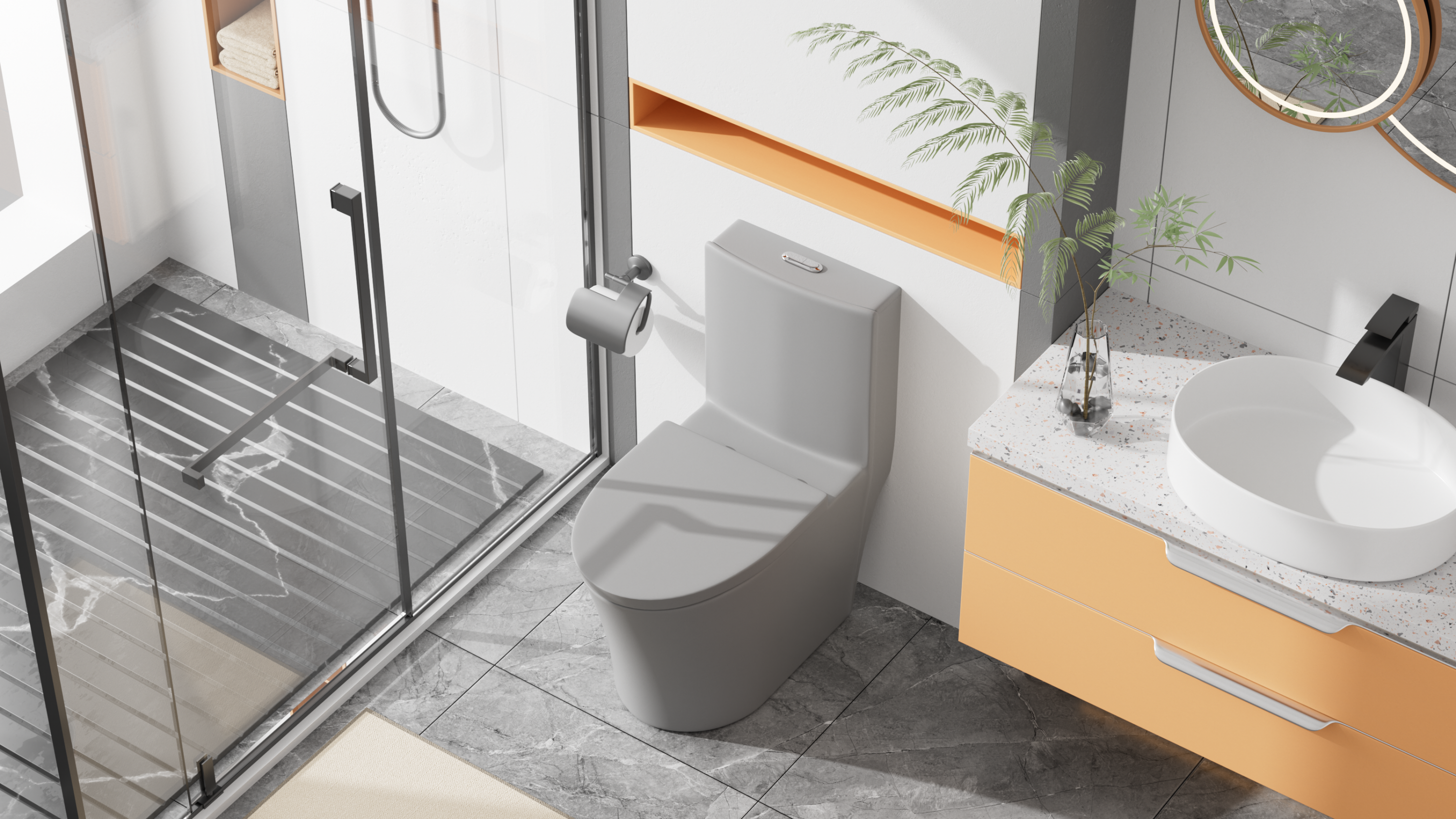 Matte Grey Elongated One Piece Toilet Dual Flush 1.1/1.6 GPF Water Saving Comfort Seat Height, Map 1000g,Grey