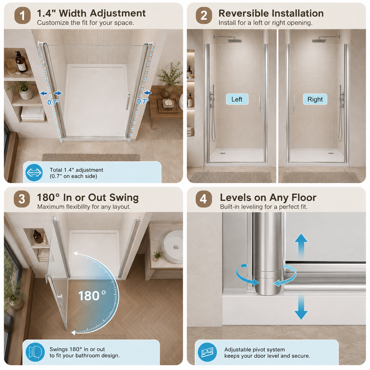 35.4 x 72 in Framed Pivot Shower Door - 35.4 x 72 in / Chrome view 5