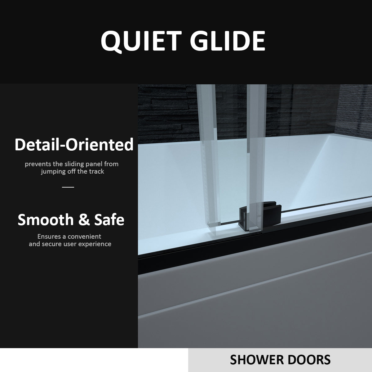 58-60" W x 60" H Frameless Sliding Bathtub Door, Tub Shower Door, Bathtub Glass Door, Bathtub Shower Door, 1/4" (6mm) Certified Clear Tempered Glass, Matte Black