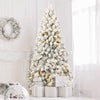 7FT Pre-lit Flocked Christmas Tree with 1,064 Memory Wire Tips – Effortlessly Fluffed, Perfectly Shaped, and Lit with 400 Warm  Incandescent Lights Bringing Lasting Elegance and Wase to Your Holiday