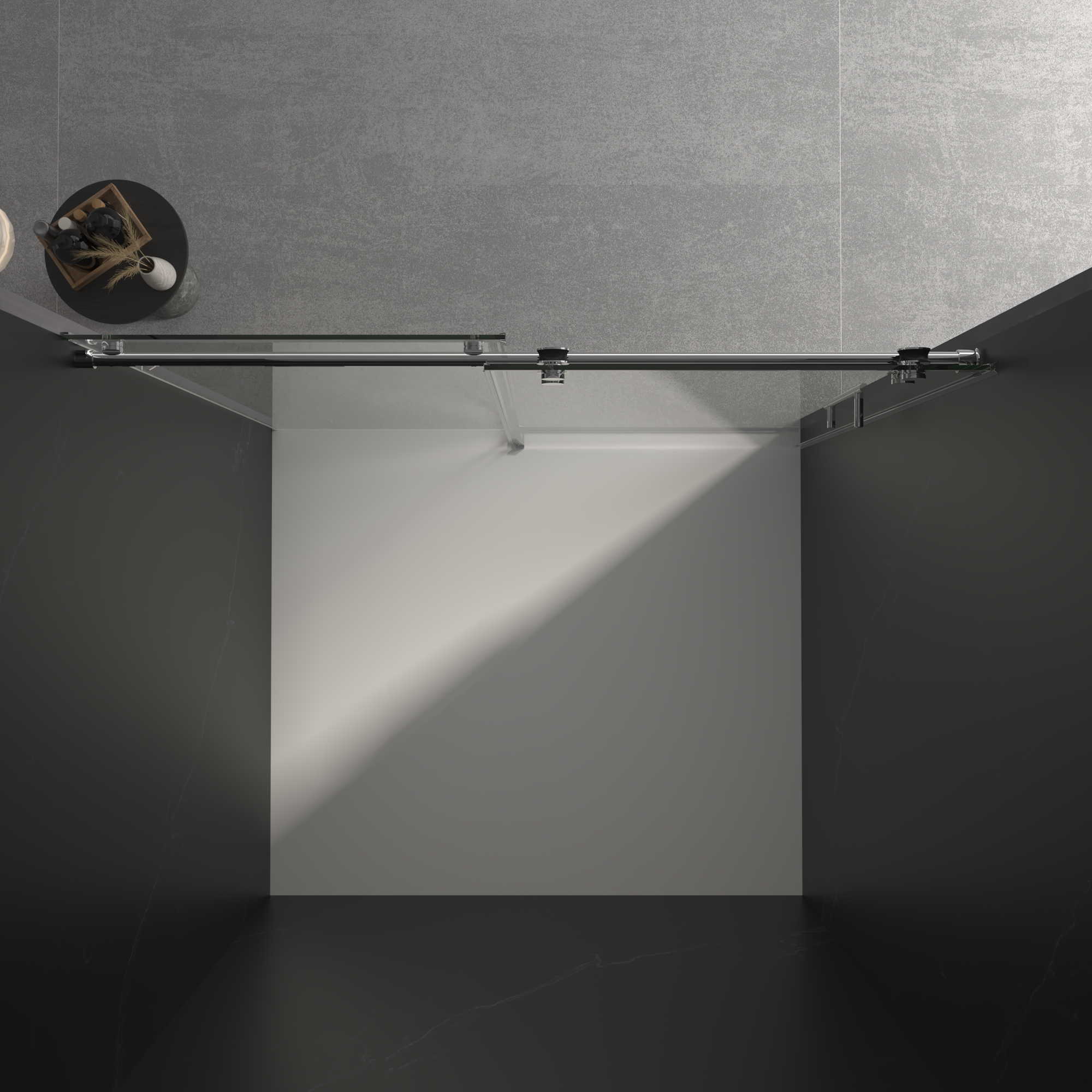 Frameless sliding shower door 56-60 inch chrome hardware view