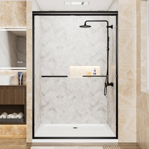 44-60 x 72 in Aluminum-Framed Double Sliding Shower Door - 44-48 x 72 in / Matte Black view 1