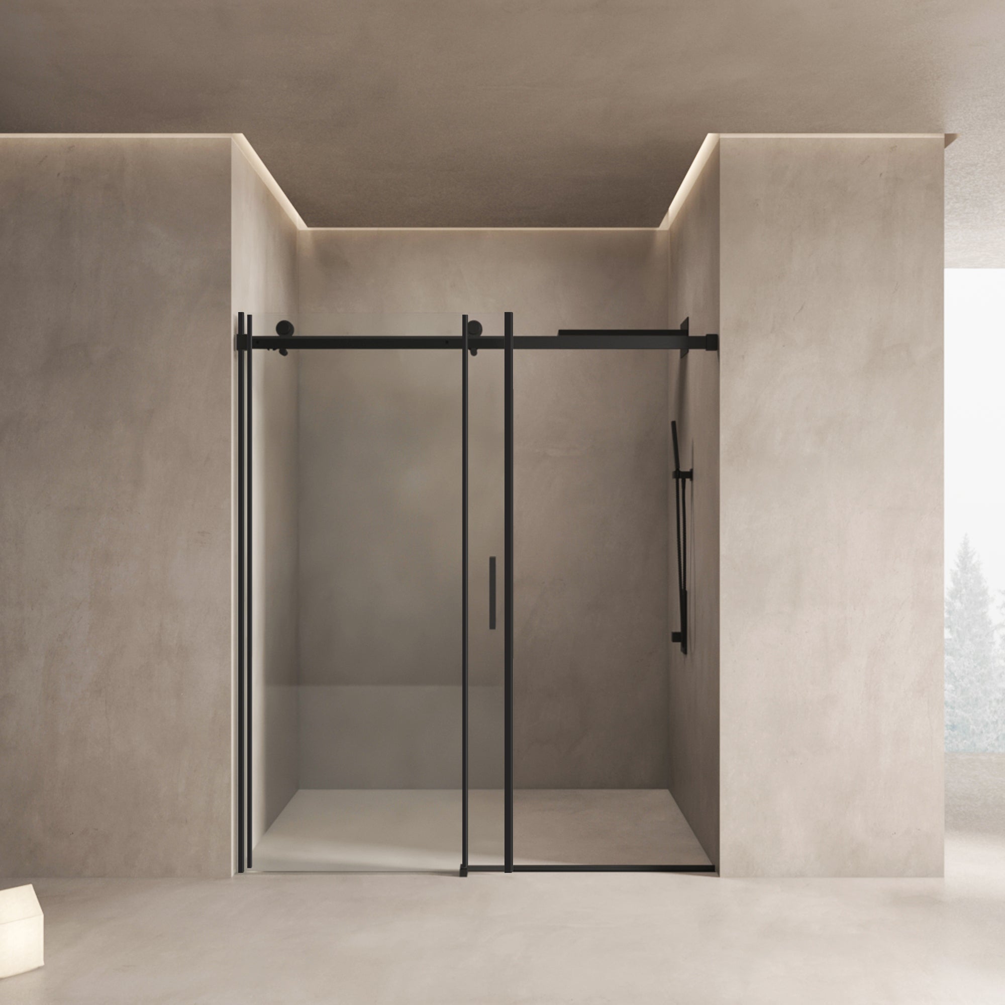 56"-60"W x 70"H Frameless Shower Door, Sliding Shower Door, with Premium 5/16"(8mm) Thick Tempered Glass Shower Enclosure,Double Side Easy Clean Coat,Matte Black Finished With Buffer