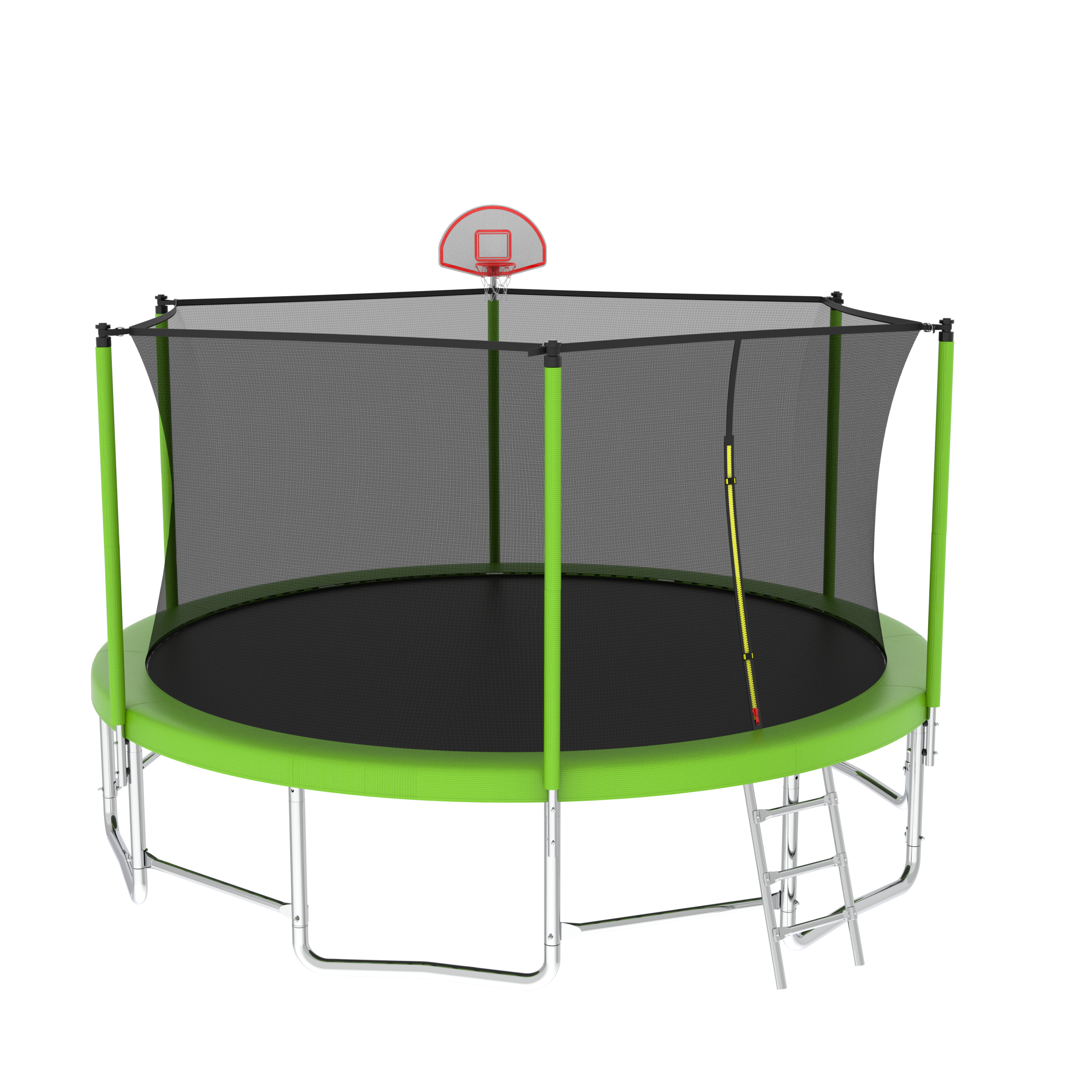 16FT Trampoline with Balance Bar & Basketball Hoop&Ball, ASTM Approved Reinforced Type Outdoor Trampoline with Enclosure Net