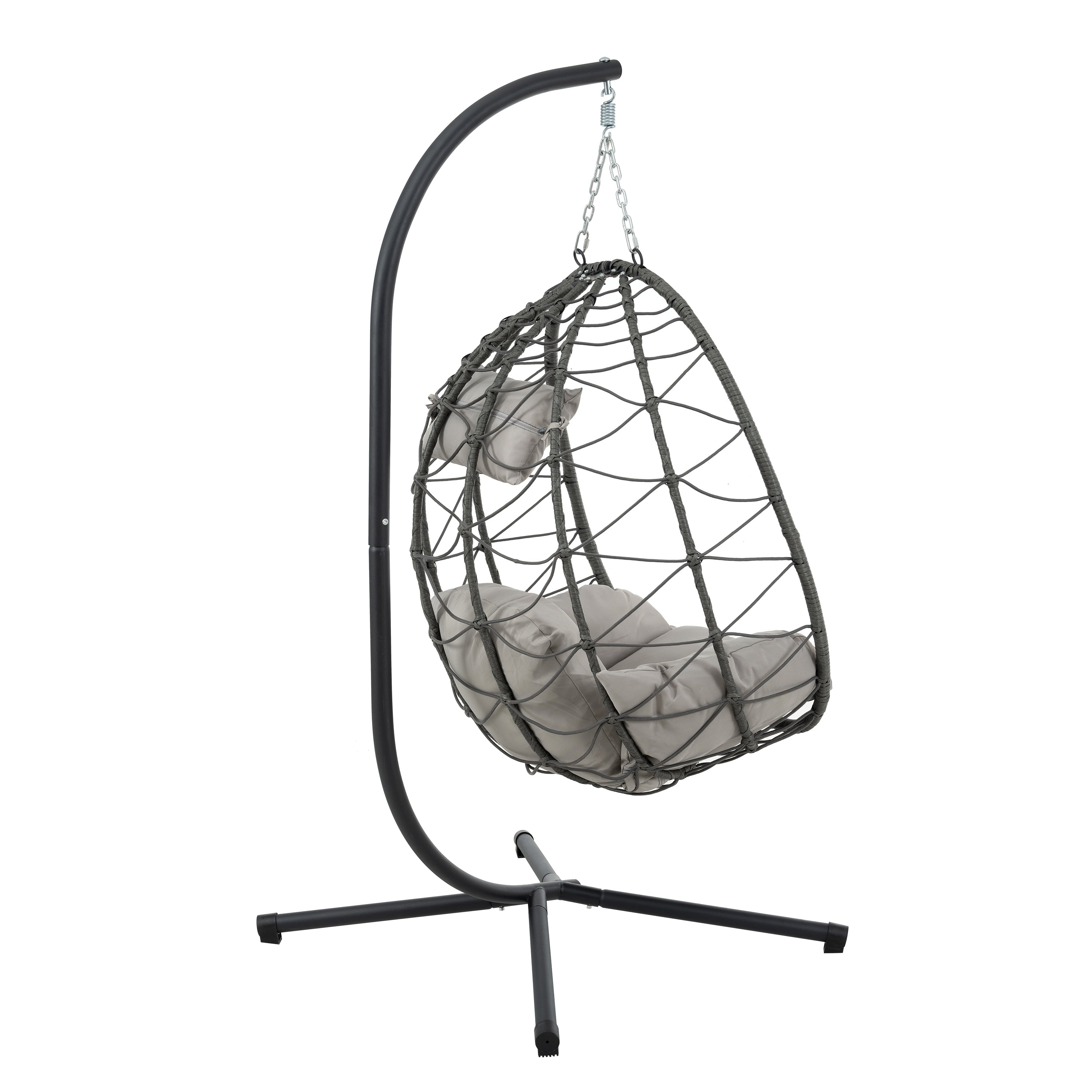 Egg Chair with Stand Indoor Outdoor Swing Chair Patio Wicker Hanging Egg Chair Hanging Basket Chair with Stand for Bedroom Living Room Balcony