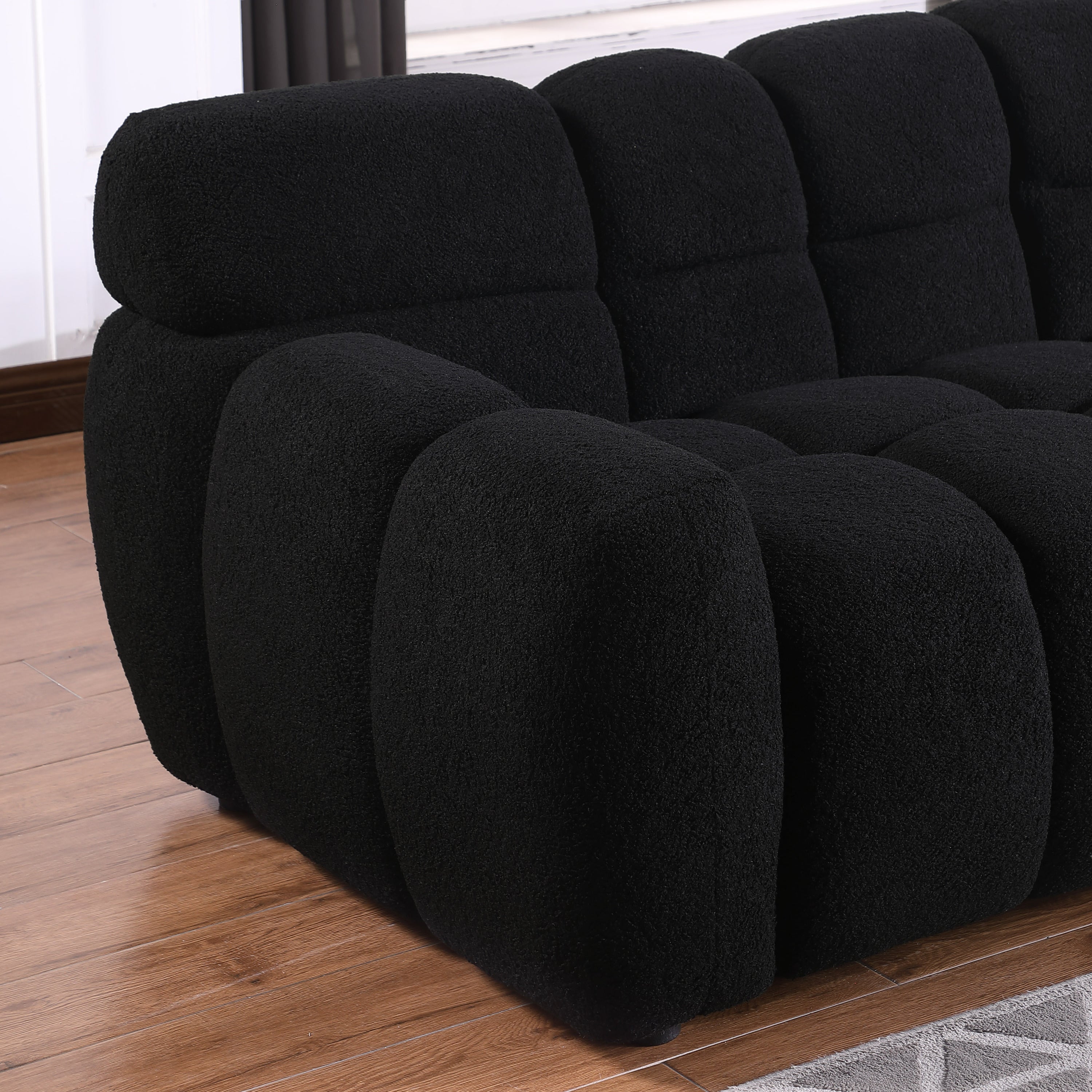 64.96 length ,35.83" deepth ,human body structure for USA people,  marshmallow sofa,boucle sofa ,2  seater, BEIGE  BOUCLE