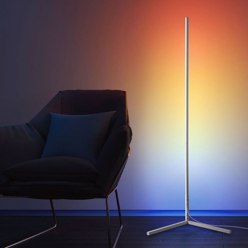 White Corner Floor Lamp – Minimalist Luxury LED Floor Lamp with RGBCW Smart Features