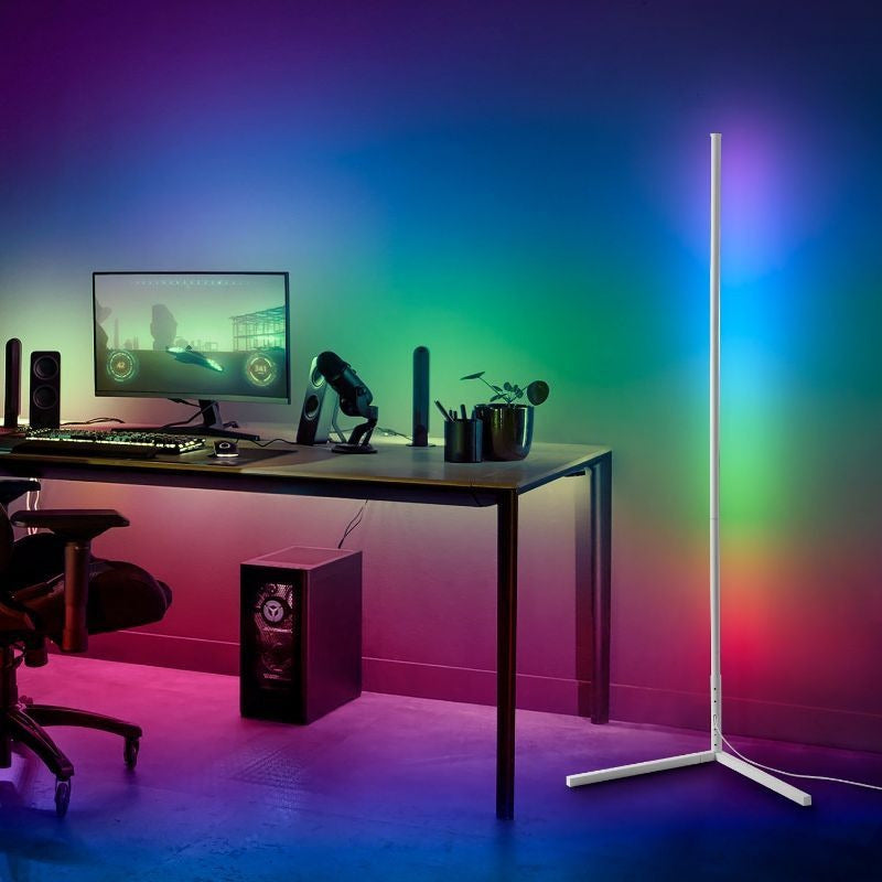 White Corner Floor Lamp – Minimalist Luxury LED Floor Lamp with RGBCW Smart Features