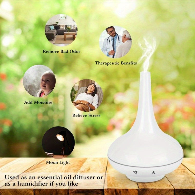 200ml Ultrasonic Cool Mist Humidifier Aroma Essential Oil Diffuser with 7 Color LED Lights, Waterless Auto Off for Office, Home, Yoga, Spa, Study Room