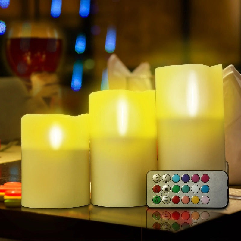 3Pcs Flameless LED Candles - Wireless Battery-Operated Votive with Remote Control and Timer