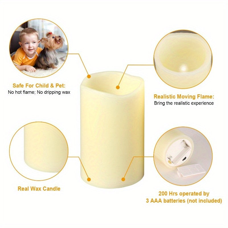 3Pcs Flameless LED Candles - Wireless Battery-Operated Votive with Remote Control and Timer