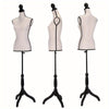 Female Mannequin Torso Dress Form Manikin Body Model with Tripod Wood Stand 51.2"-66" Adjustable Height, Beige