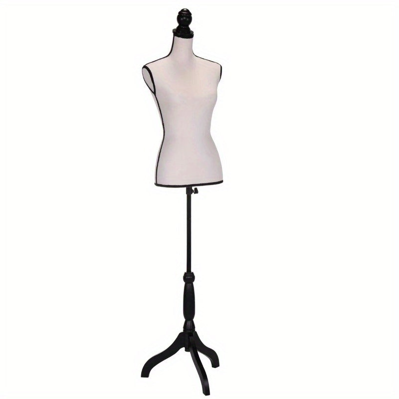 Female Mannequin Torso Dress Form Manikin Body Model with Tripod Wood Stand 51.2"-66" Adjustable Height, Beige