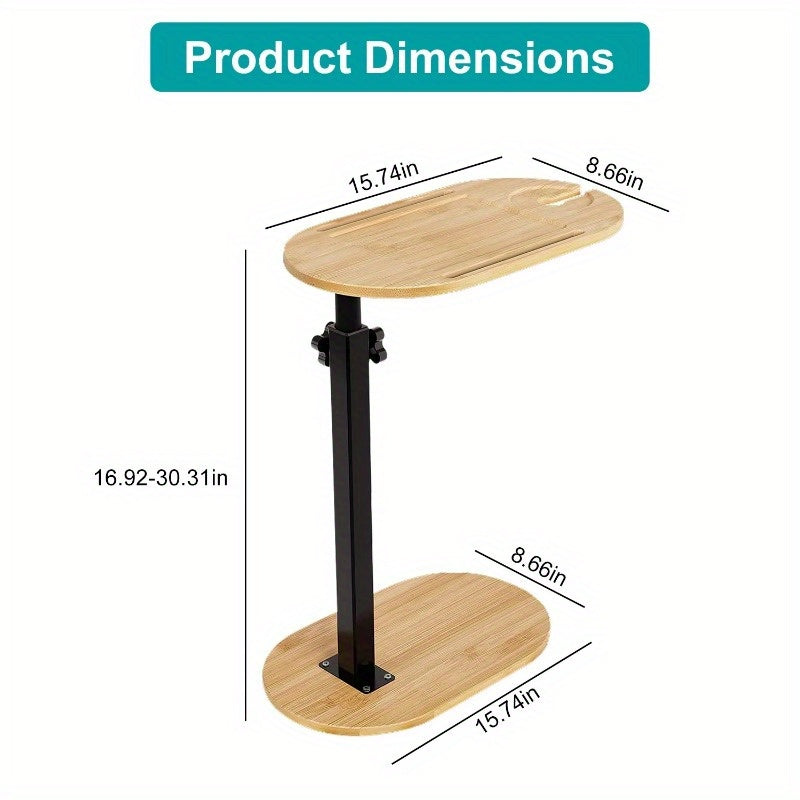 C-Shaped Bathtub Tray Table With Adjustable Height 360° Rotatable Desktop Freestanding Bath Caddy Against Wall Couch Bed Sofa Side Table