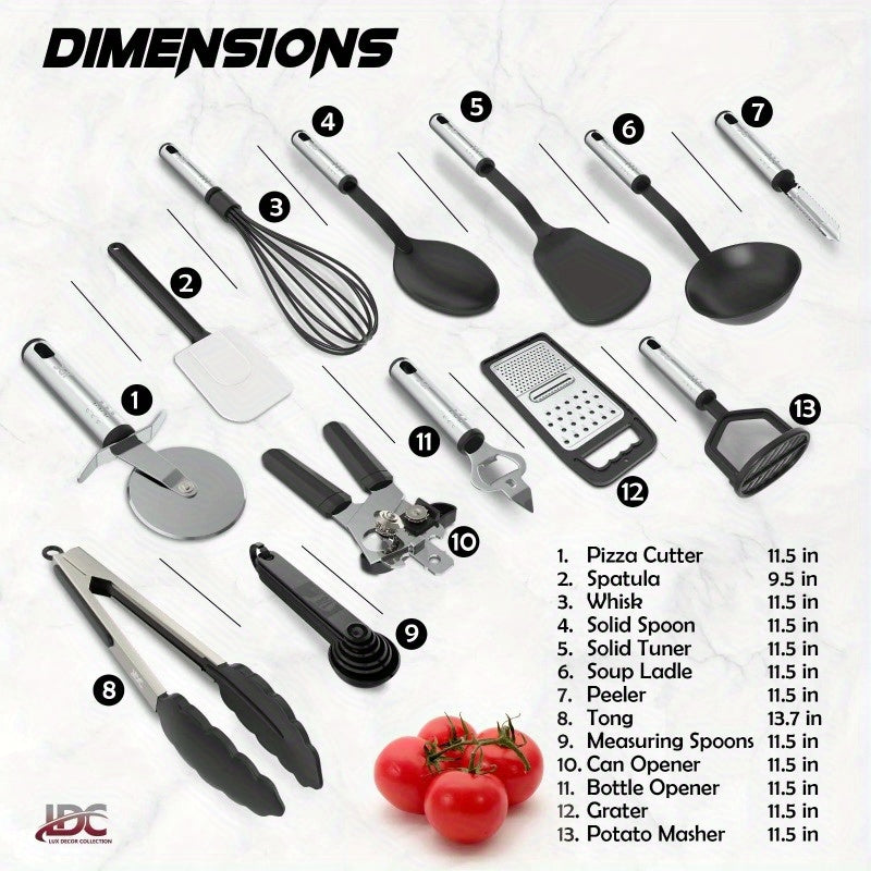 23Pcs Kitchen Utensil Set Stainless Steel Nylon Heat Resistant Cooking Utensil Tool Kit