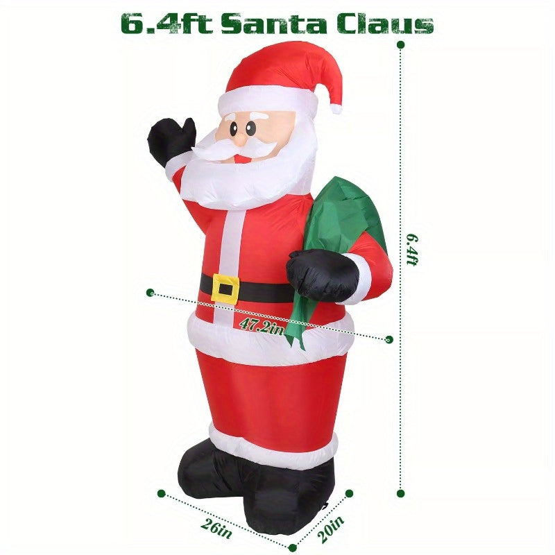 6.4FT Christmas Inflatable Santa Claus Blow up Light up w/ LED Lights Xmas Decor